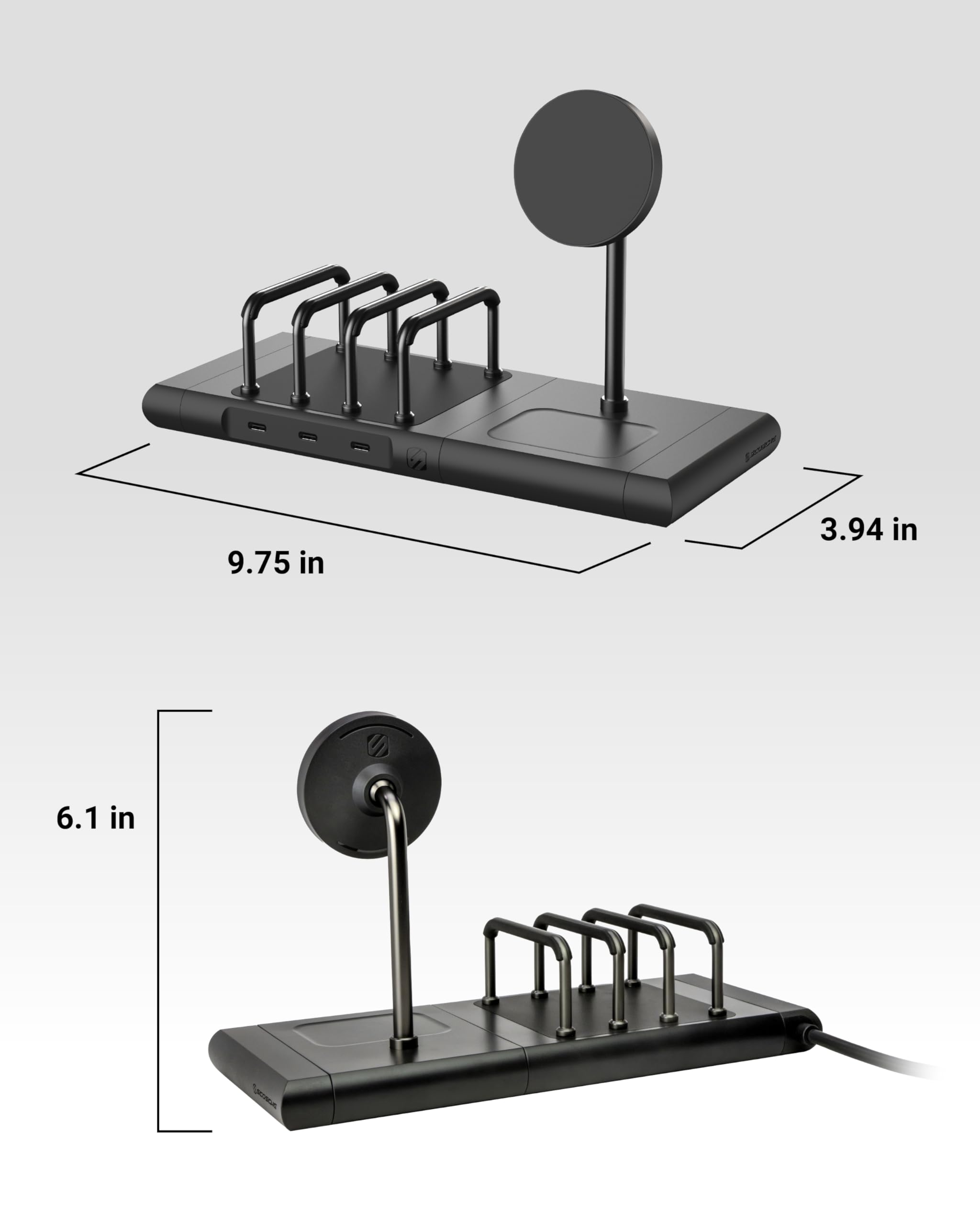 Scosche BaseLynx 2.0 Multi Charging Station with Qi2 15W Magnetic Wireless Charger Stand, 5W Charging pad for AirPods, 3-Port 60W USB-C Fast Charger Compatible with Apple iPhone, MagSafe, Samsung - Image 8