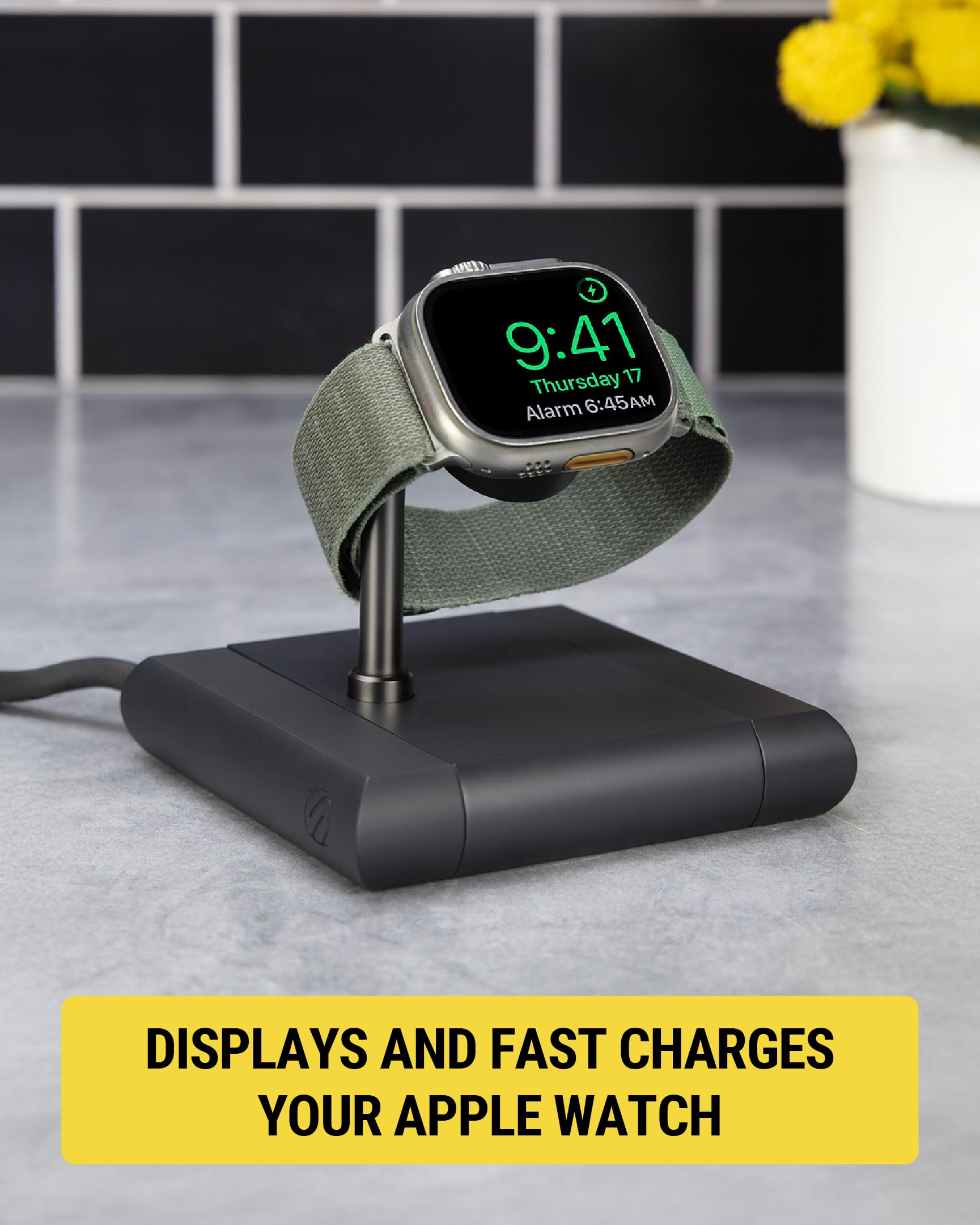 Scosche BL2AW BaseLynx 2.0, Magnetic wireless Charging Stand for Apple Watch, Fast Smart Watch Charger Docking Station Compatible with Apple Watch 2, 3, 4, 5, 6, 7, 8, 9, 10, SE, Ultra, Ultra 2, Black - Image 3