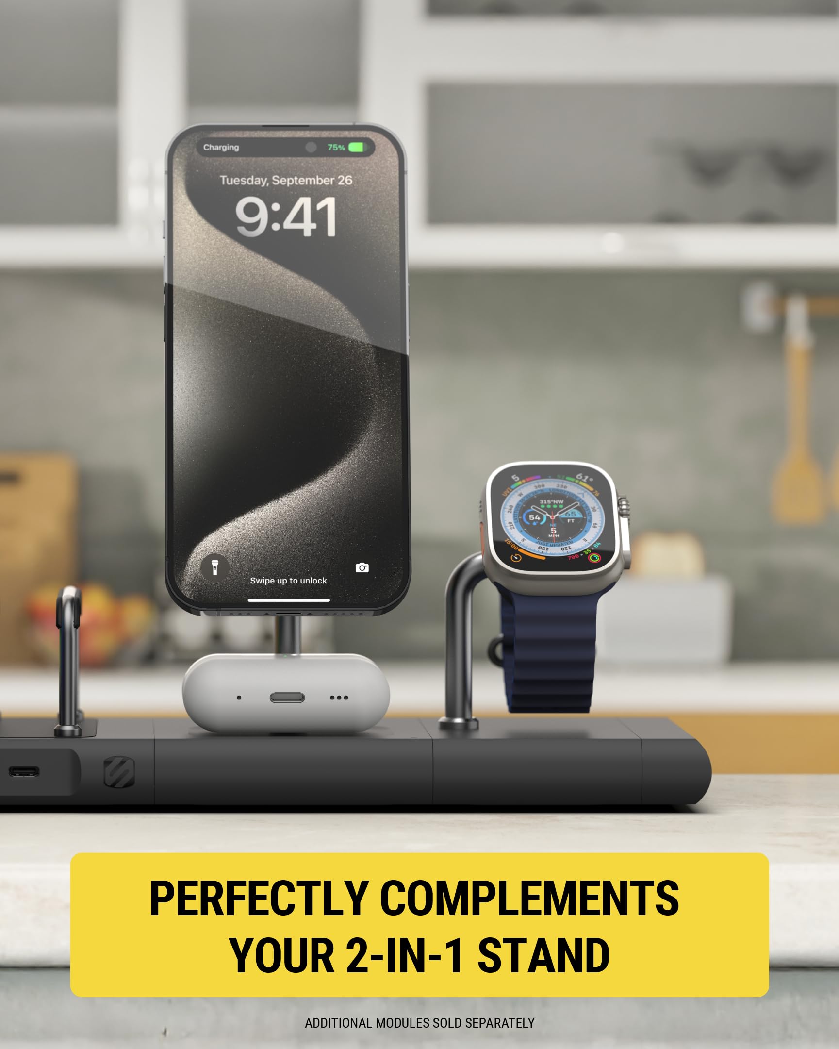 Scosche BL2AW BaseLynx 2.0, Magnetic wireless Charging Stand for Apple Watch, Fast Smart Watch Charger Docking Station Compatible with Apple Watch 2, 3, 4, 5, 6, 7, 8, 9, 10, SE, Ultra, Ultra 2, Black - Image 4