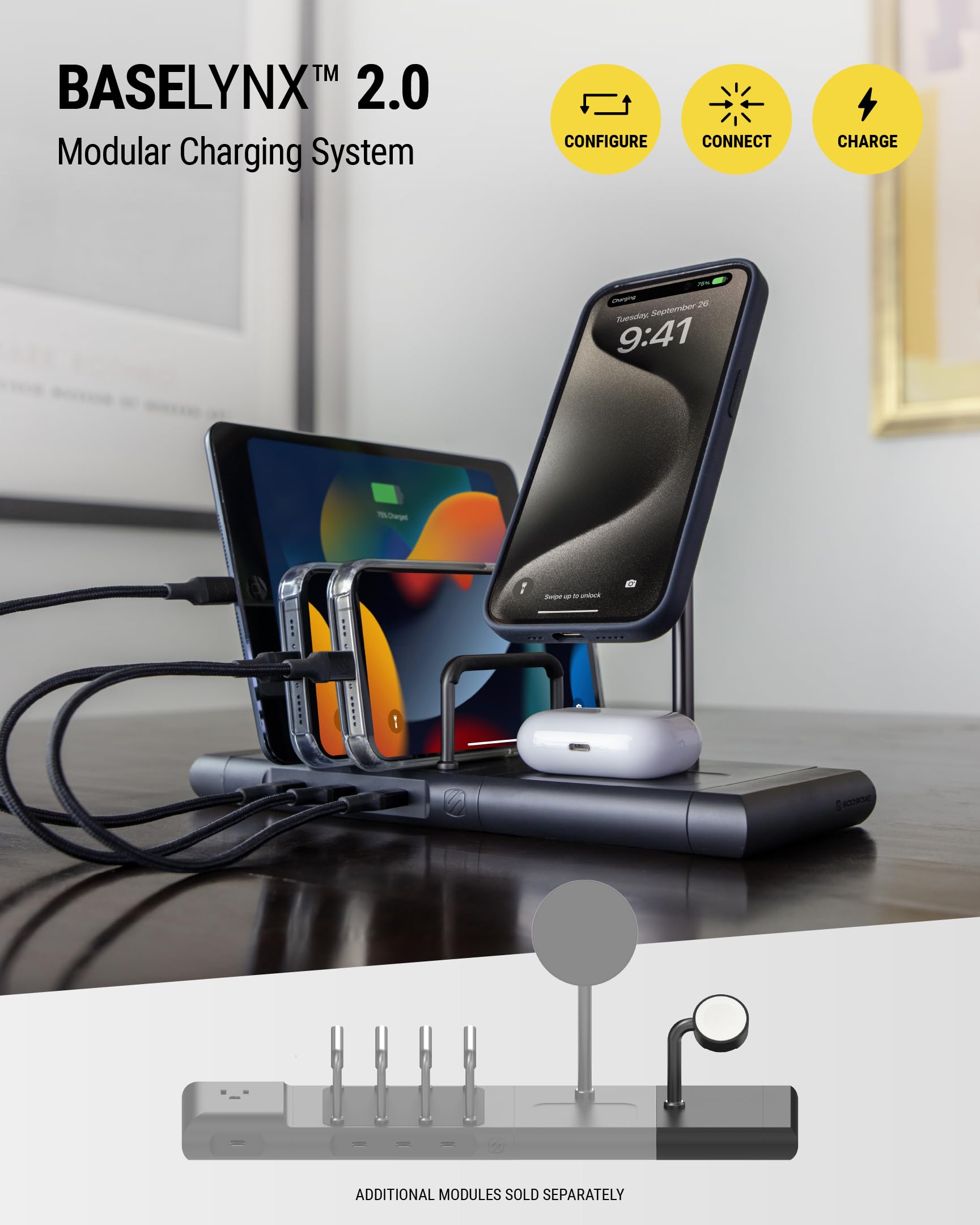 Scosche BL2AW BaseLynx 2.0, Magnetic wireless Charging Stand for Apple Watch, Fast Smart Watch Charger Docking Station Compatible with Apple Watch 2, 3, 4, 5, 6, 7, 8, 9, 10, SE, Ultra, Ultra 2, Black - Image 7