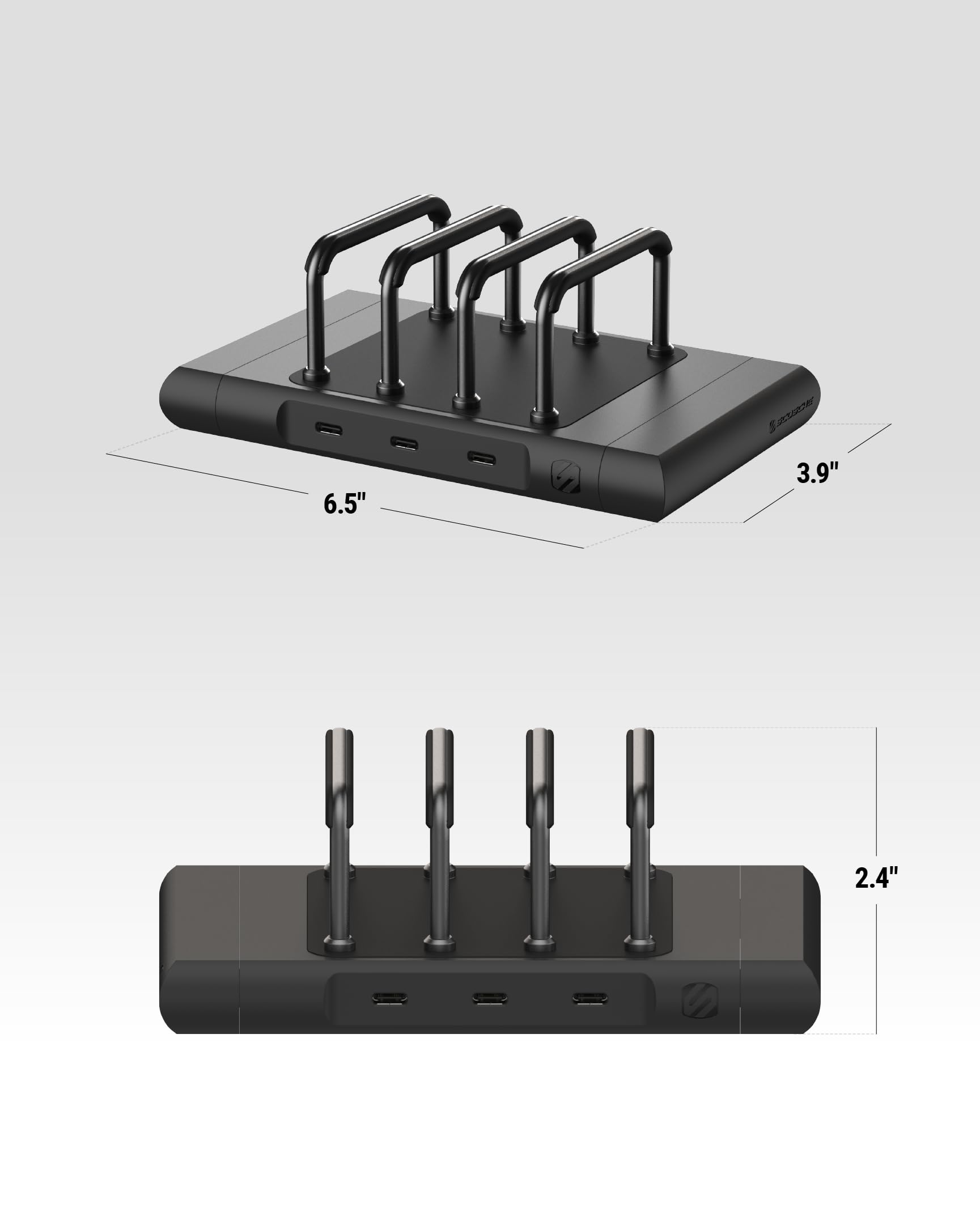 Scosche BL2MD BaseLynx 2.0 Vertical USB-C Charging Station for Multiple Devices, 60W Docking Station and Charger Organizer with 3 Fast Charge Ports, Compatible with Apple iPhone, iPad, MacBook, Black - Image 8
