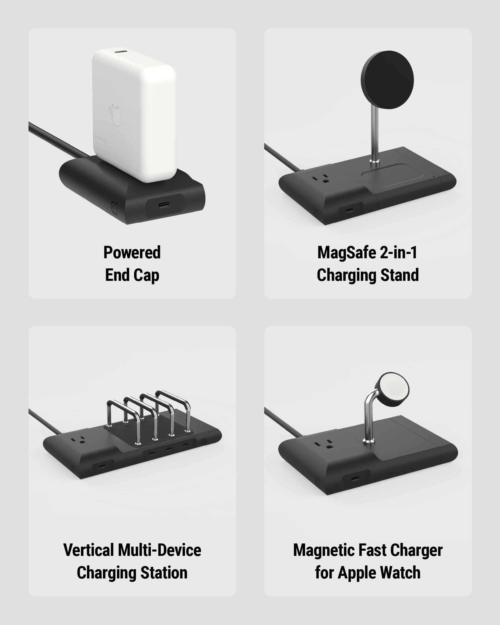 Scosche BL2PE BaseLynx 2.0 Powered End Cap, Modular Charging System Accessory with 120V AC Outlet Adapter Wall Plug and 67W USB-C Charger Port Compatible with Apple iPhone, iPad, MacBook & More, Black - Image 4