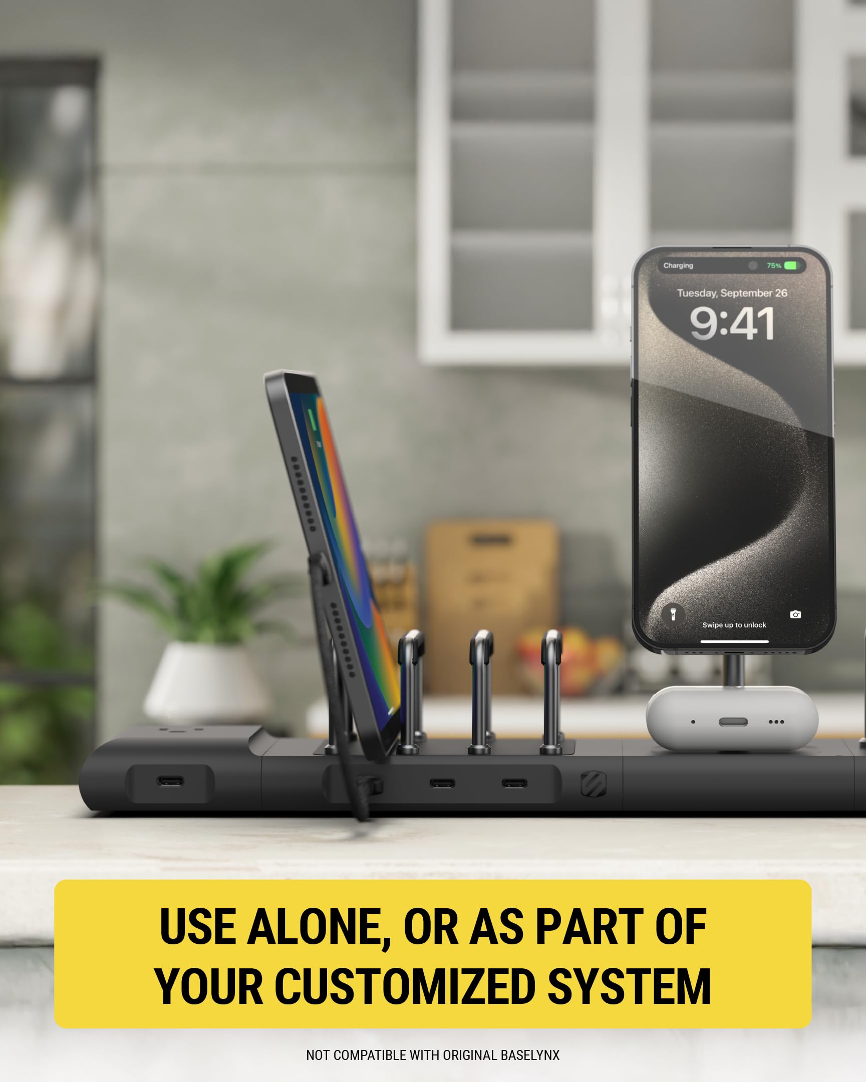 Scosche BL2PE BaseLynx 2.0 Powered End Cap, Modular Charging System Accessory with 120V AC Outlet Adapter Wall Plug and 67W USB-C Charger Port Compatible with Apple iPhone, iPad, MacBook & More, Black - Image 5