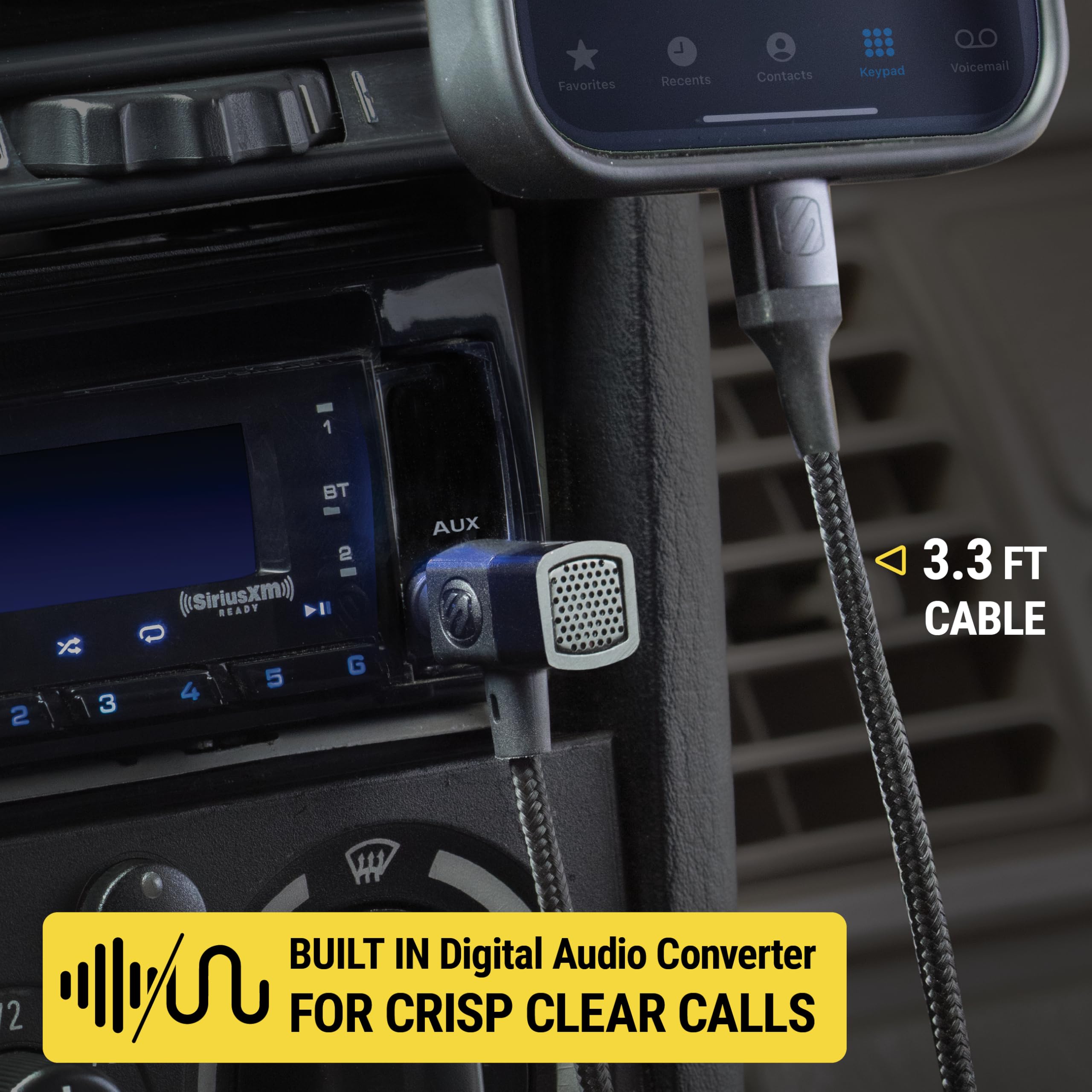 Scosche CAUXMICB4-SP Hookup Premium USB-C to 3.5mm Auxiliary Jack Adapter, Braided Audio Cable with Built-in Mic and Relocation Dock for Convenient Placement and Hands-Free Phone Calls - Image 3