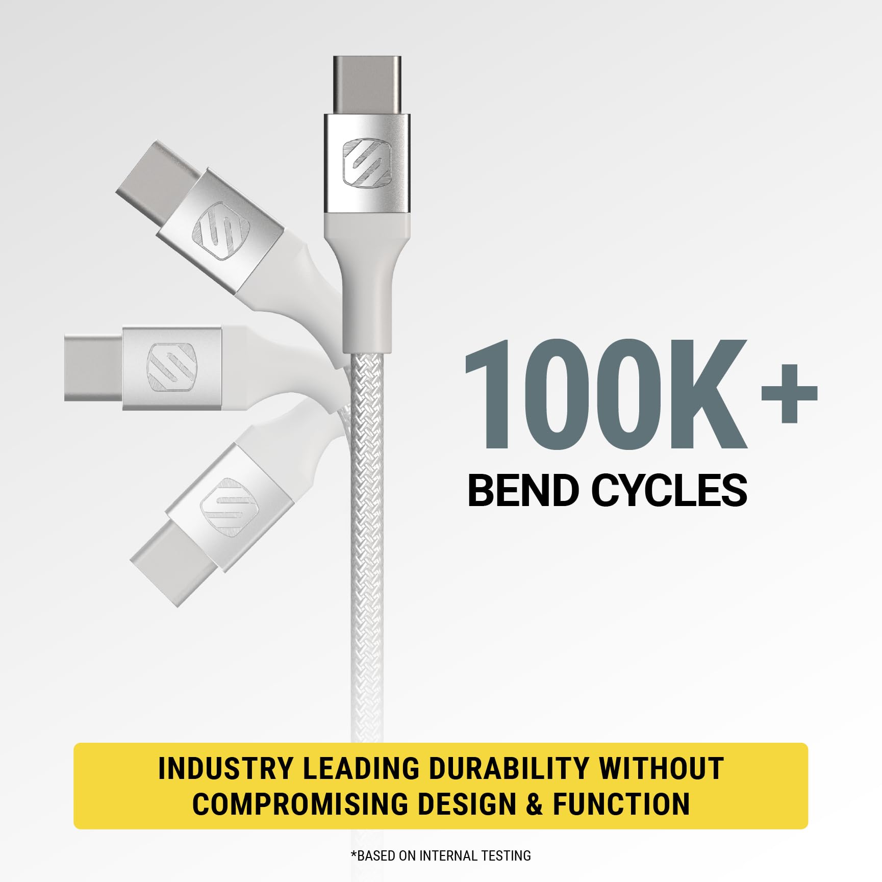 Scosche Ci4B4SR-SP MFi Certified Strikeline Sync Braided Charging Cable for Lightning and USB-C Devices, 4 Feet, Silver - Image 4