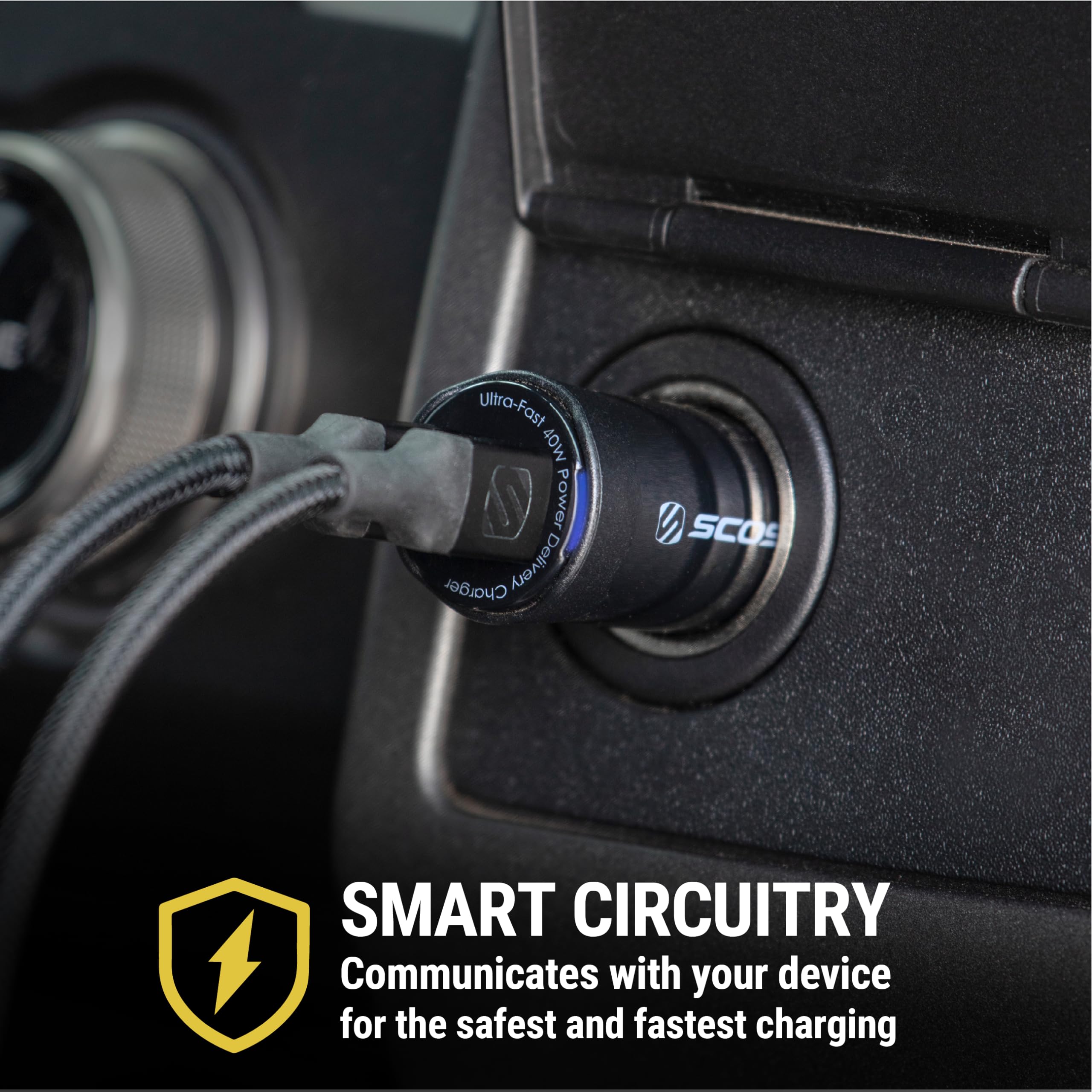 Scosche CPDCC40M PowerVolt 40W Certified Dual Port USB-C Car Charger, Flush Cigarette Lighter Adapter, Fast Charging Car Plug for 12V Power Outlet Compatible with iPhone, Galaxy and All USB-C Devices - Image 5
