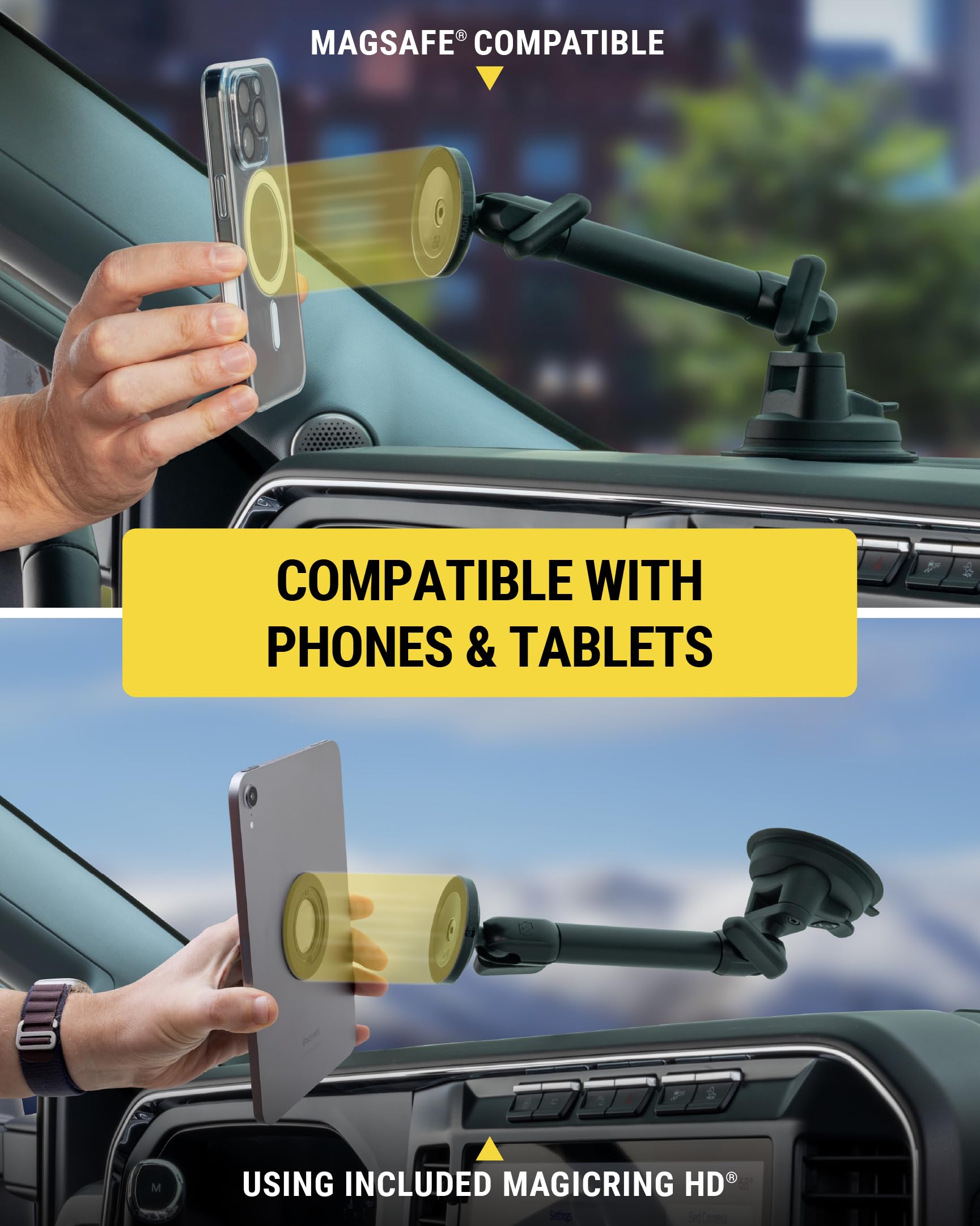 Scosche Extra-Strong Magnetic Cell Phone Car Mount/Tablet Holder for Truck, Semi, & Car, Heavy Duty MagSafe Suction Mount for Dashboard/Windshield Compatible with MagSafe, iPhone, Android & iPad - Image 4