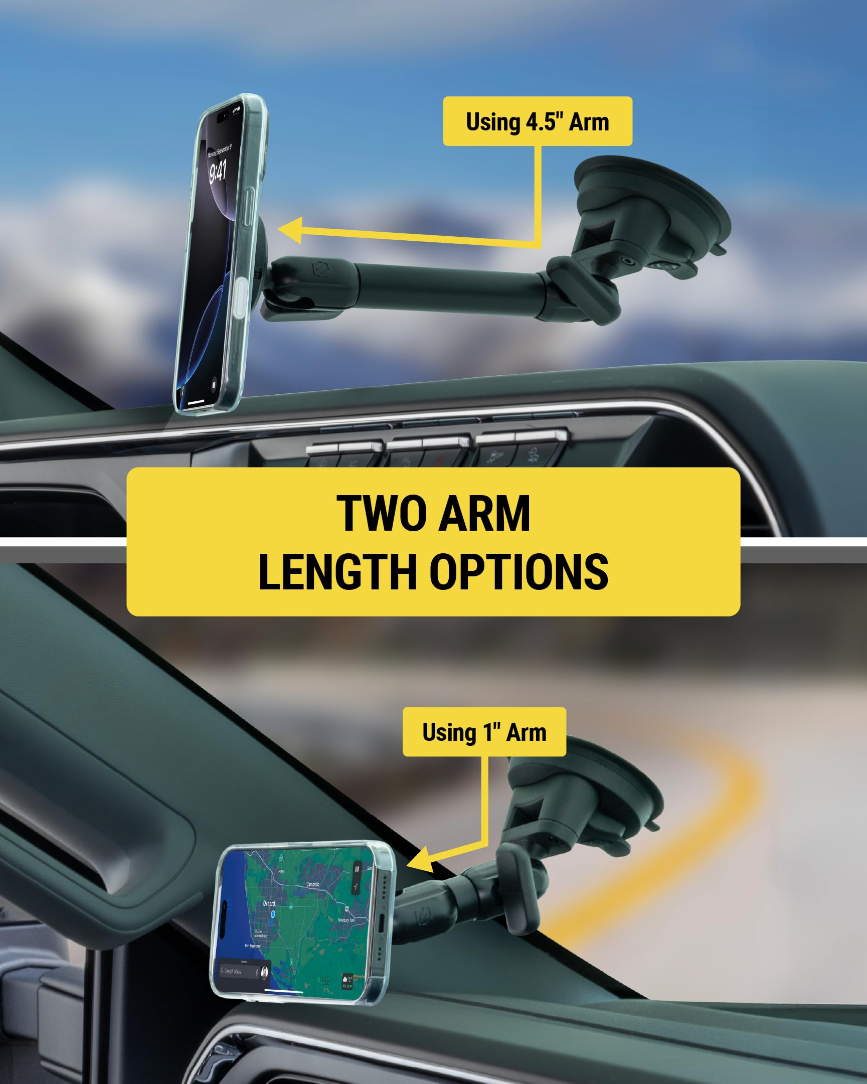 Scosche Extra-Strong Magnetic Cell Phone Car Mount/Tablet Holder for Truck, Semi, & Car, Heavy Duty MagSafe Suction Mount for Dashboard/Windshield Compatible with MagSafe, iPhone, Android & iPad - Image 5