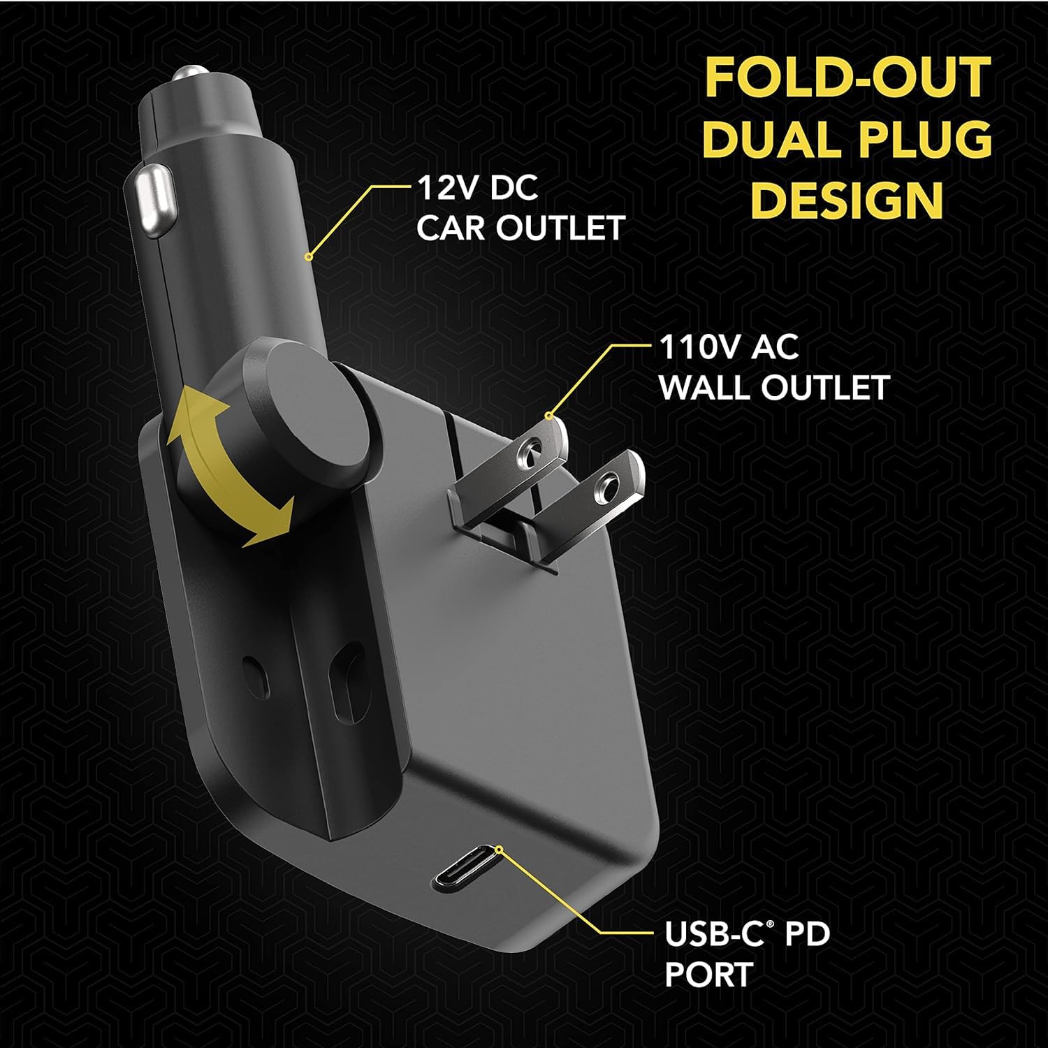 Scosche HCPDC20 PowerVolt 20W 2-in-1 Fast Travel Charging Station, Foldable Home Plug & Car Charger Adapter for iPhone 14/13/12/11, iPad, Samsung Galaxy S22/S21, USB-C Devices, AirPods & More - Image 3