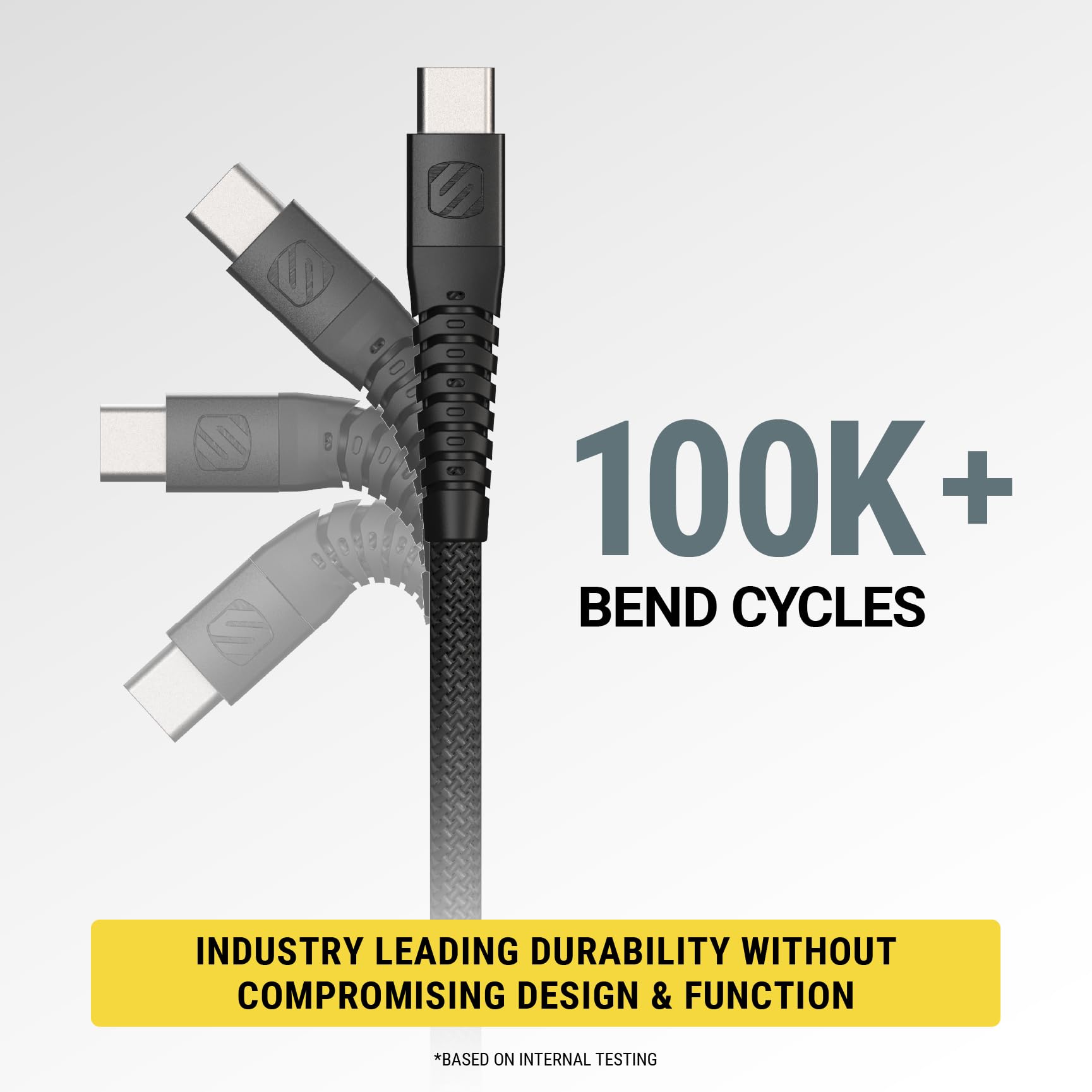 Scosche HDCI4B4SG-SP Strikeline Heavy-Duty MFi Certified Premium Charge & Sync Braided Cable for Lightning and USB-C Devices 4-ft. Space Gray/Black - Image 6