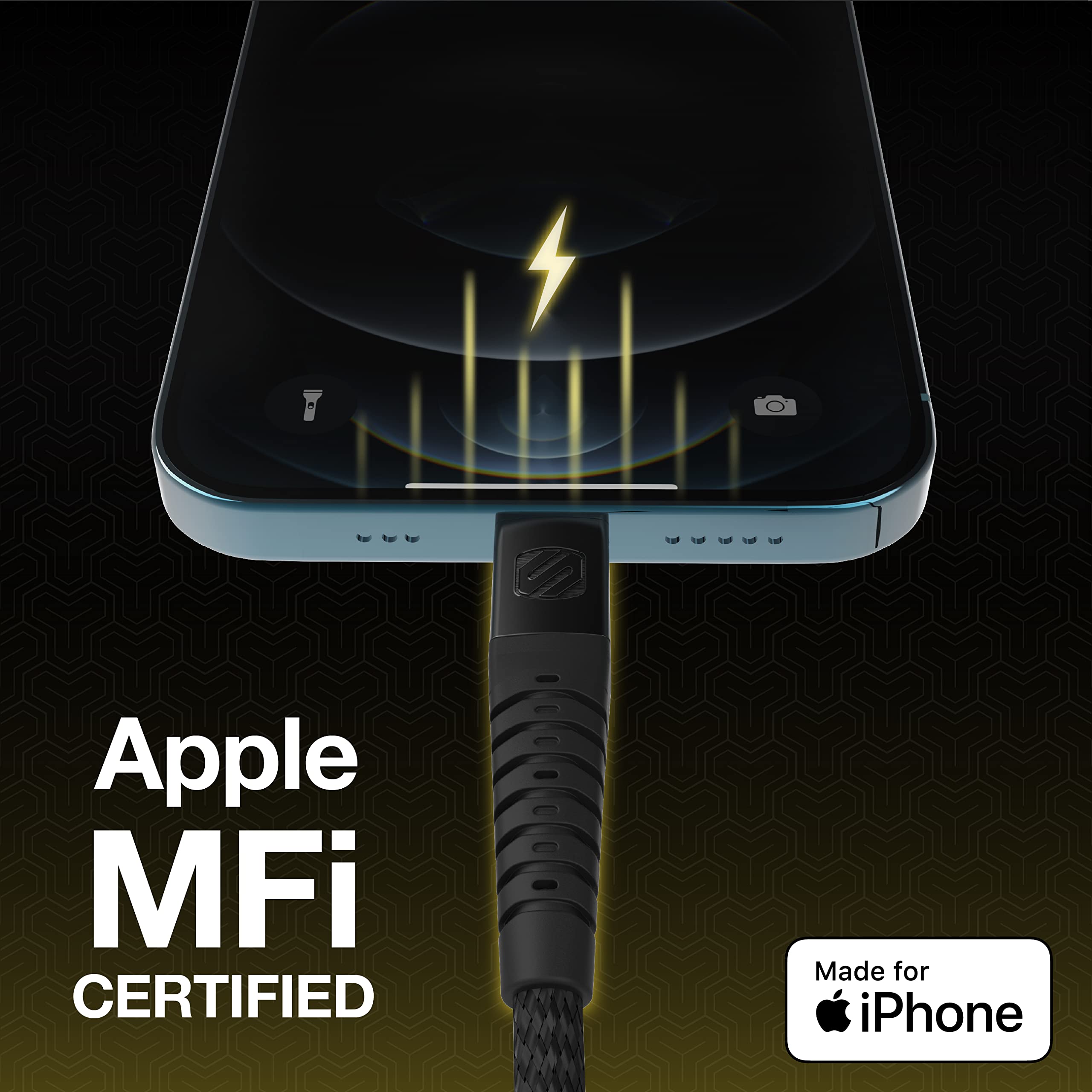 Scosche HDCI4B4SG-SP Strikeline Heavy-Duty MFi Certified Premium Charge & Sync Braided Cable for Lightning and USB-C Devices 4-ft. Space Gray/Black - Image 4