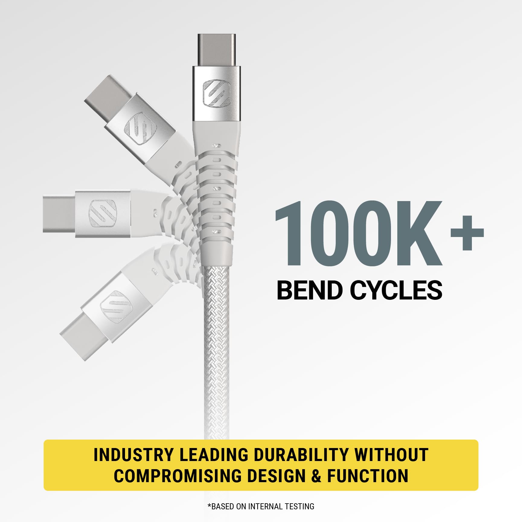 Scosche HDi3B4WT-SP Strikeline Heavy-Duty Premium MFi Certified Fast Charging Cable and Data Transfer, 4-ft. Braided USB-A to Lightning Charger Cord Compatible with Apple iPhone and iPad (White) - Image 5