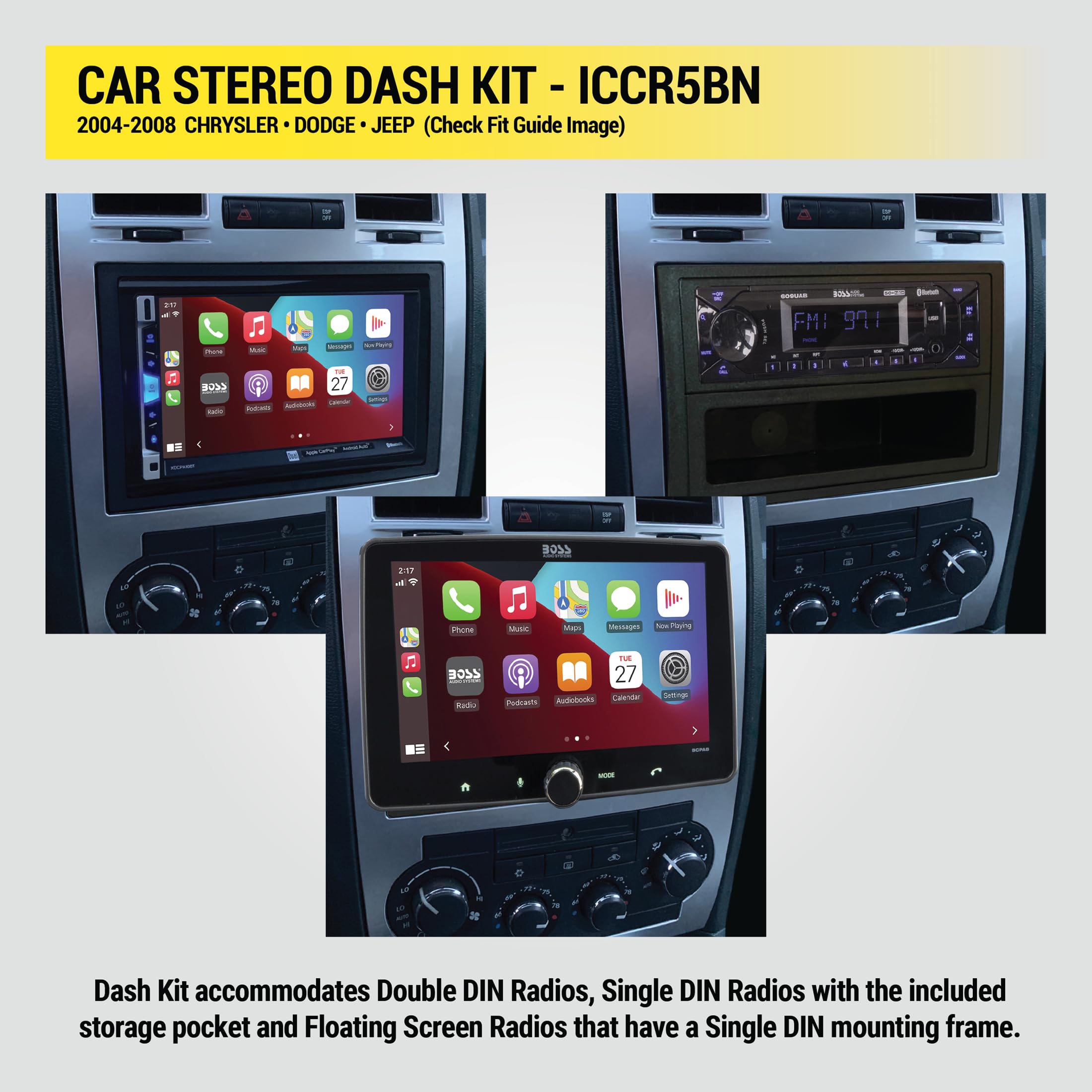 Scosche ICCR5BN Double DIN Radio Install Dash Kit & Harness Compatible with Select 2004-08 Factory Amplified Chrysler, Dodge & Jeep - Complete Basic Car Stereo Installation Kit - Does Not Retain SWC - Image 5