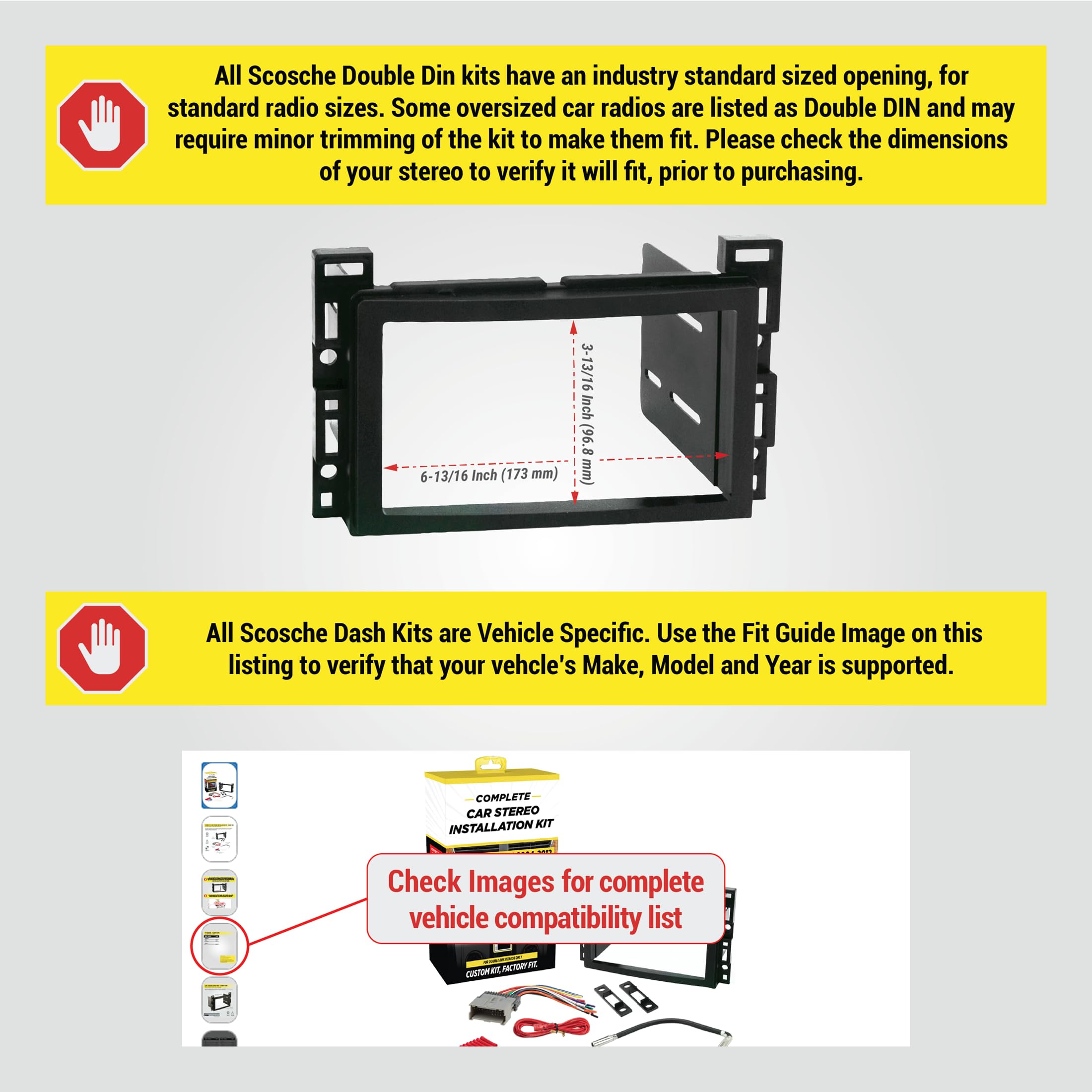 Scosche ICGM11BN Double DIN Complete Basic Installation Kit for Select Non-Amplified 2004-09 Chevrolet and Pontiac Vehicles - GM Stereo Install Kit - See Fit Guide in Images to Verify Your Vehicle - Image 3
