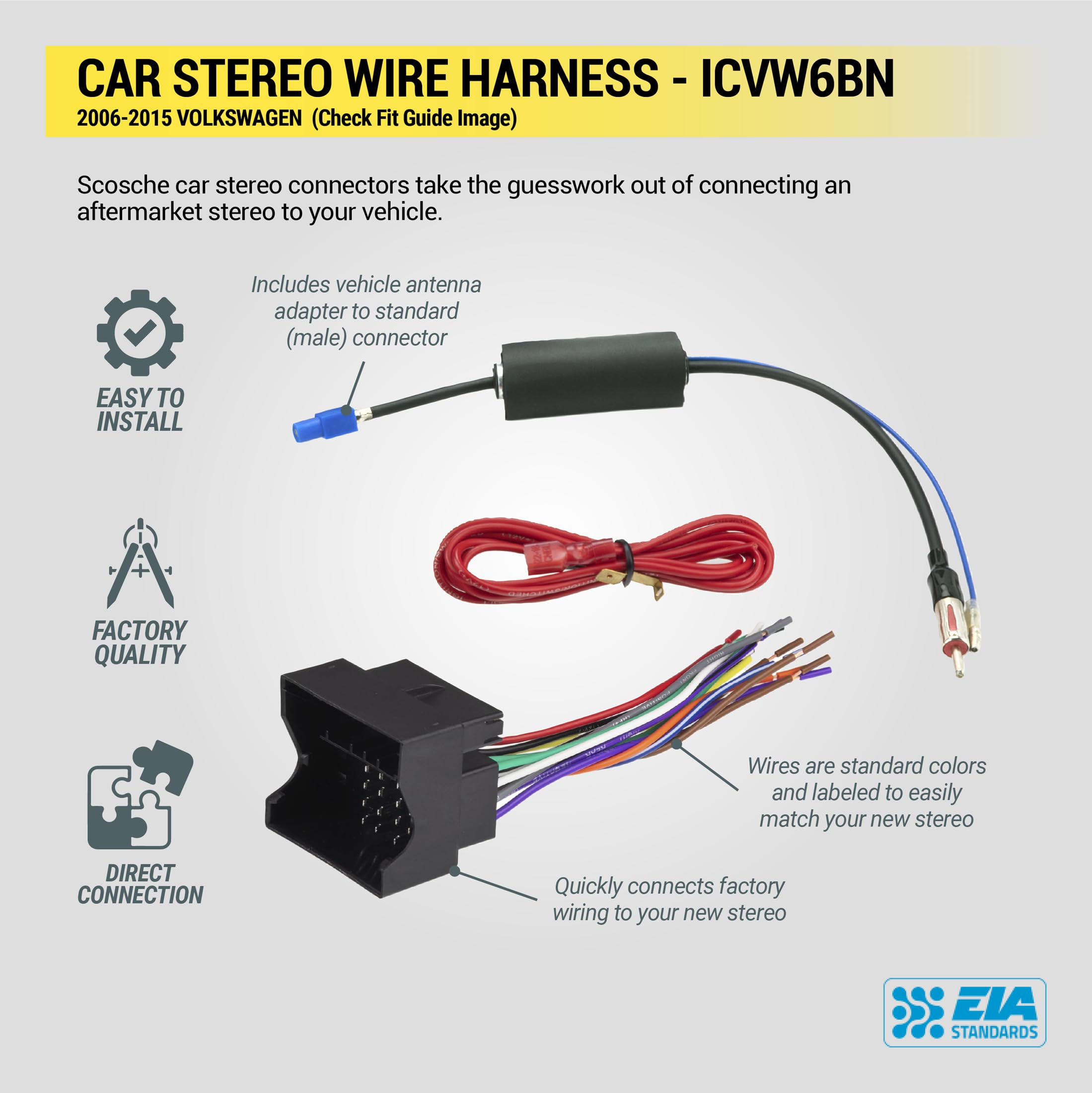 Scosche ICVW6BN Double DIN Radio Install Dash Kit Compatible with Select 2006-15 Non-Factory Amplified Volkswagen Vehicles - Complete Car Stereo Installation Kit - See Vehicle Fit Guide in Images - Image 8