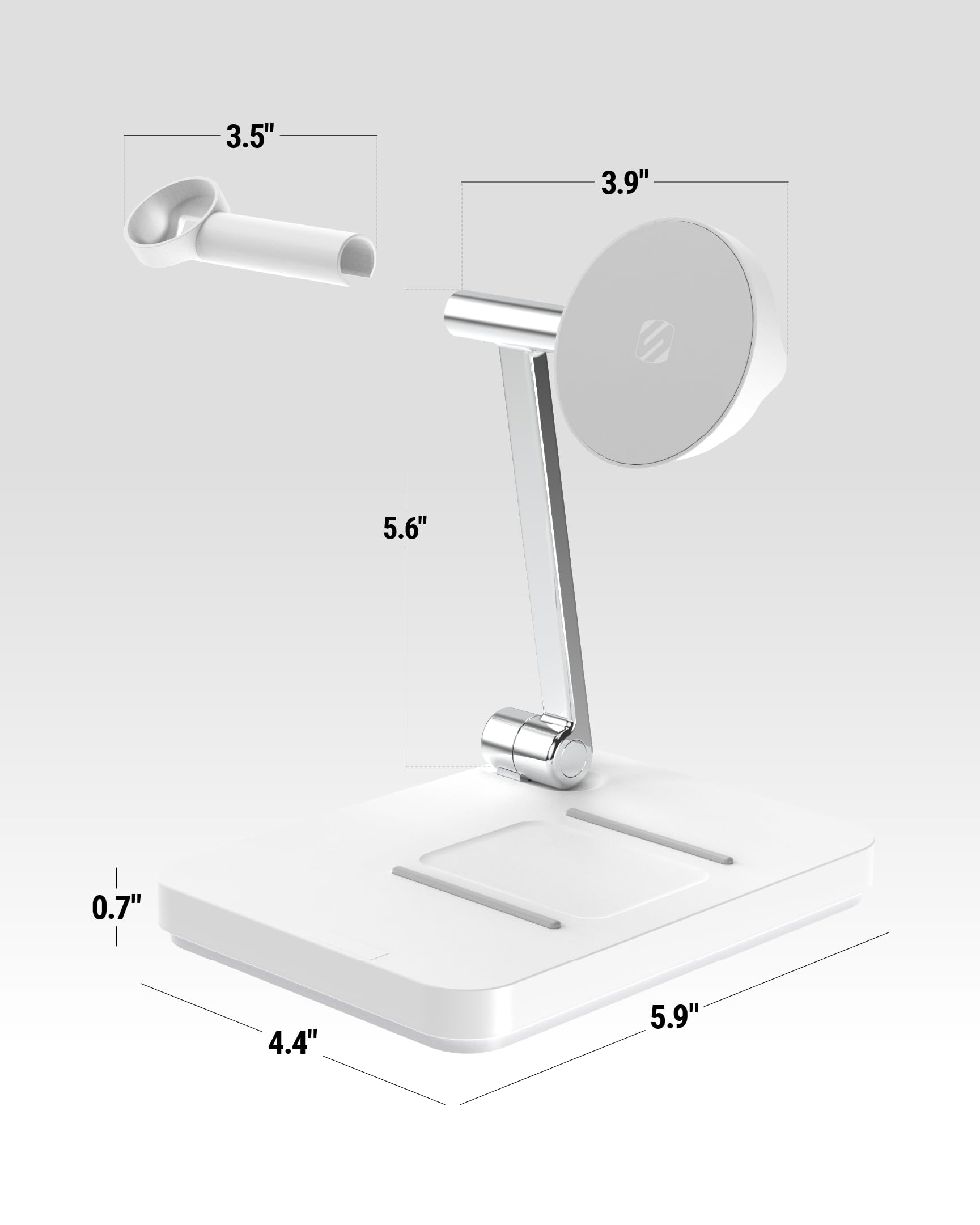 Scosche MagicMount Base MS Foldable Fast Wireless Charging Station for Desk, Phone Charger for MagSafe iPhone 16/15/14/13/12/AirPods Pro with Apple Watch Charger Stand - Image 8