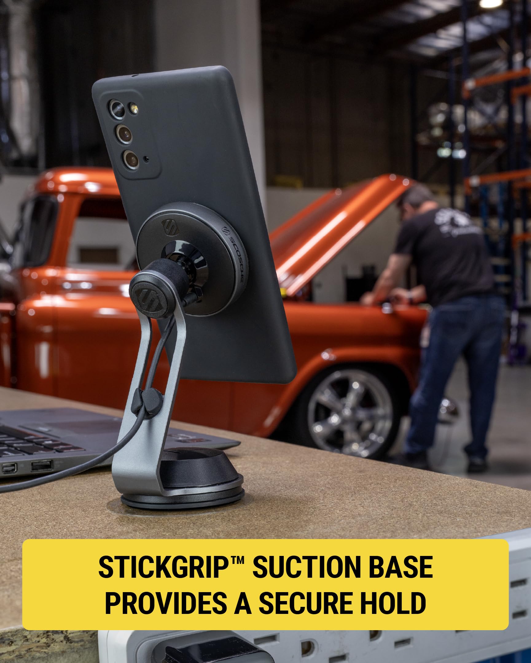 Scosche MagicMount Charge Pro Qi2 Home/Office MagSafe Suction Mount, 15W Fast Wireless Charger Magnetic Cell Phone Holder Compatible with iPhone 16/15/14/13/12 Pro Max Plus and Samsung Galaxy S25 - Image 4