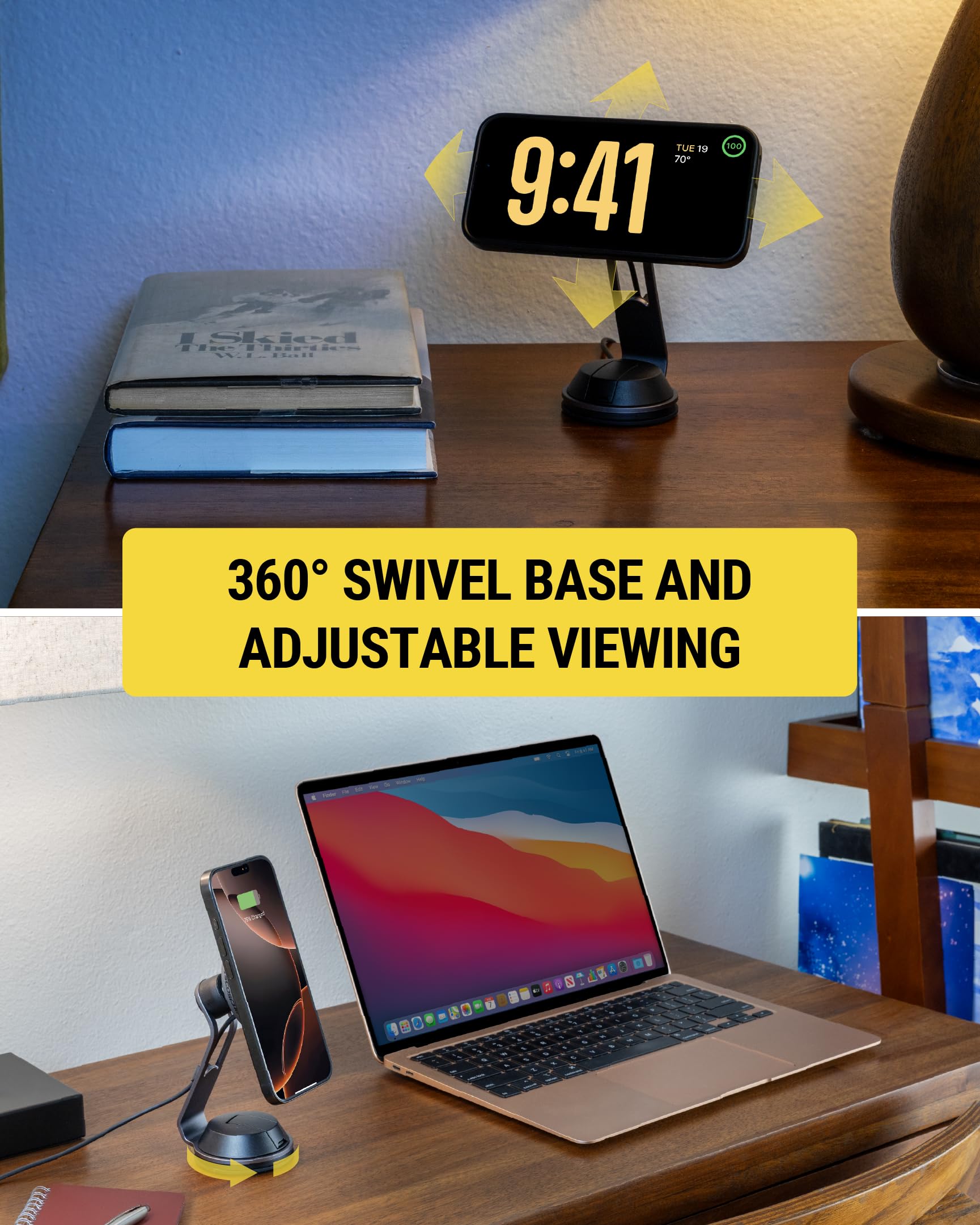 Scosche MagicMount Charge Pro Qi2 Home/Office MagSafe Suction Mount, 15W Fast Wireless Charger Magnetic Cell Phone Holder Compatible with iPhone 16/15/14/13/12 Pro Max Plus and Samsung Galaxy S25 - Image 5