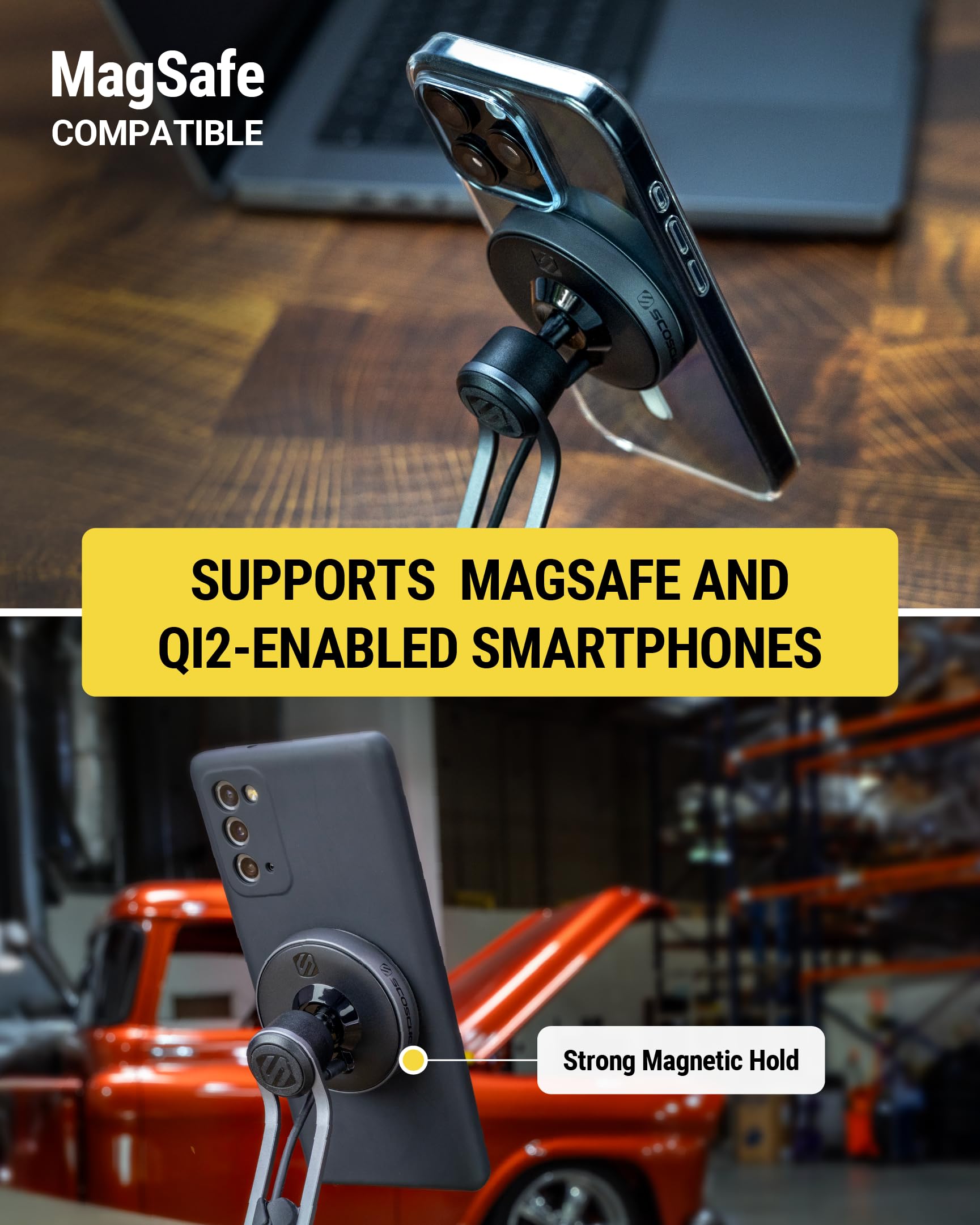 Scosche MagicMount Charge Pro Qi2 Home/Office MagSafe Suction Mount, 15W Fast Wireless Charger Magnetic Cell Phone Holder Compatible with iPhone 16/15/14/13/12 Pro Max Plus and Samsung Galaxy S25 - Image 6