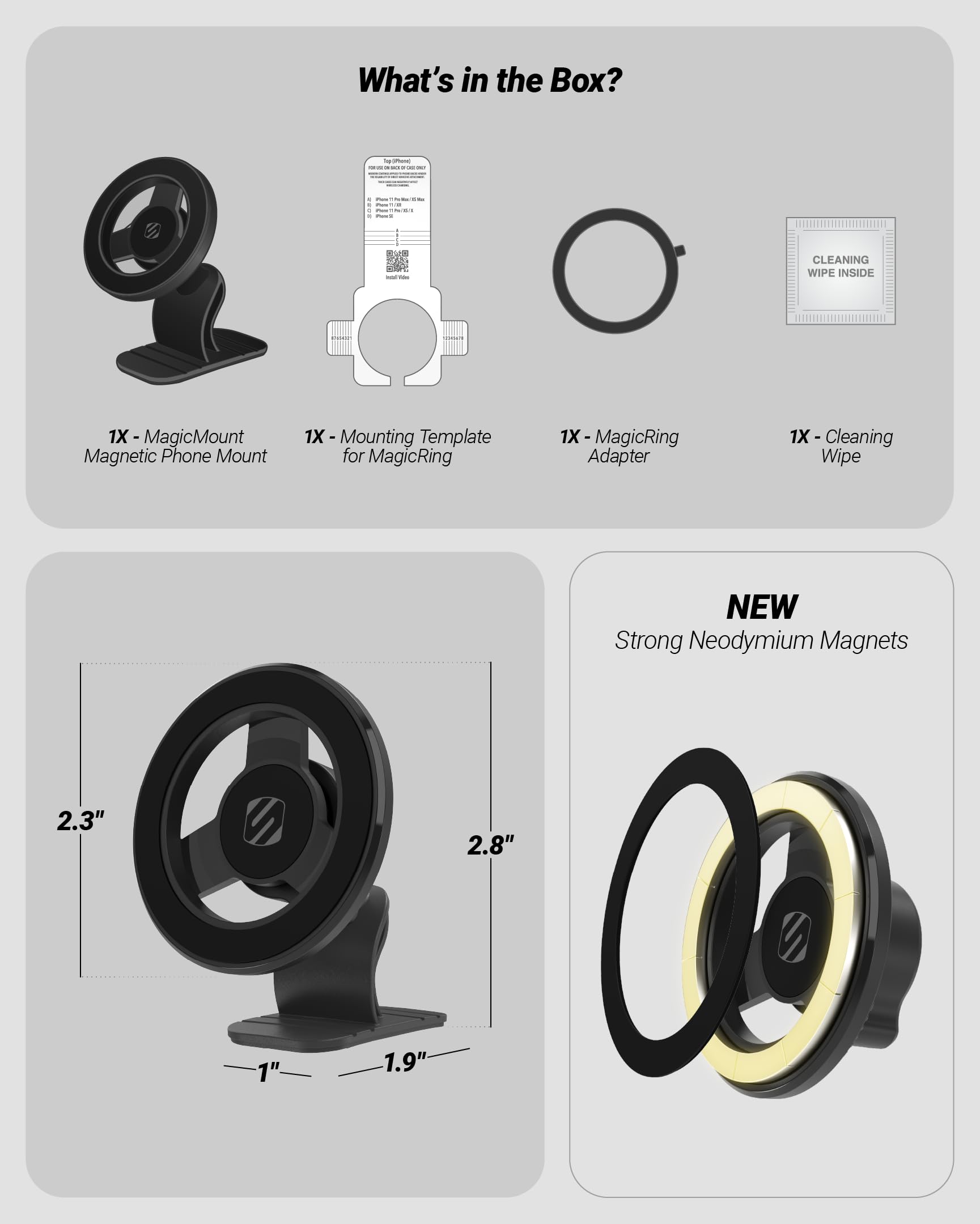 Scosche MagSafe Car Mount, Magnetic Dashboard Phone Holder for Car with 3M Adhesive Base, Strong Magnet Hold, 360° Rotatable Cell Phone Car Mount for iPhone 17/16/15/14/13/12, Includes Magnetic Ring - Image 7