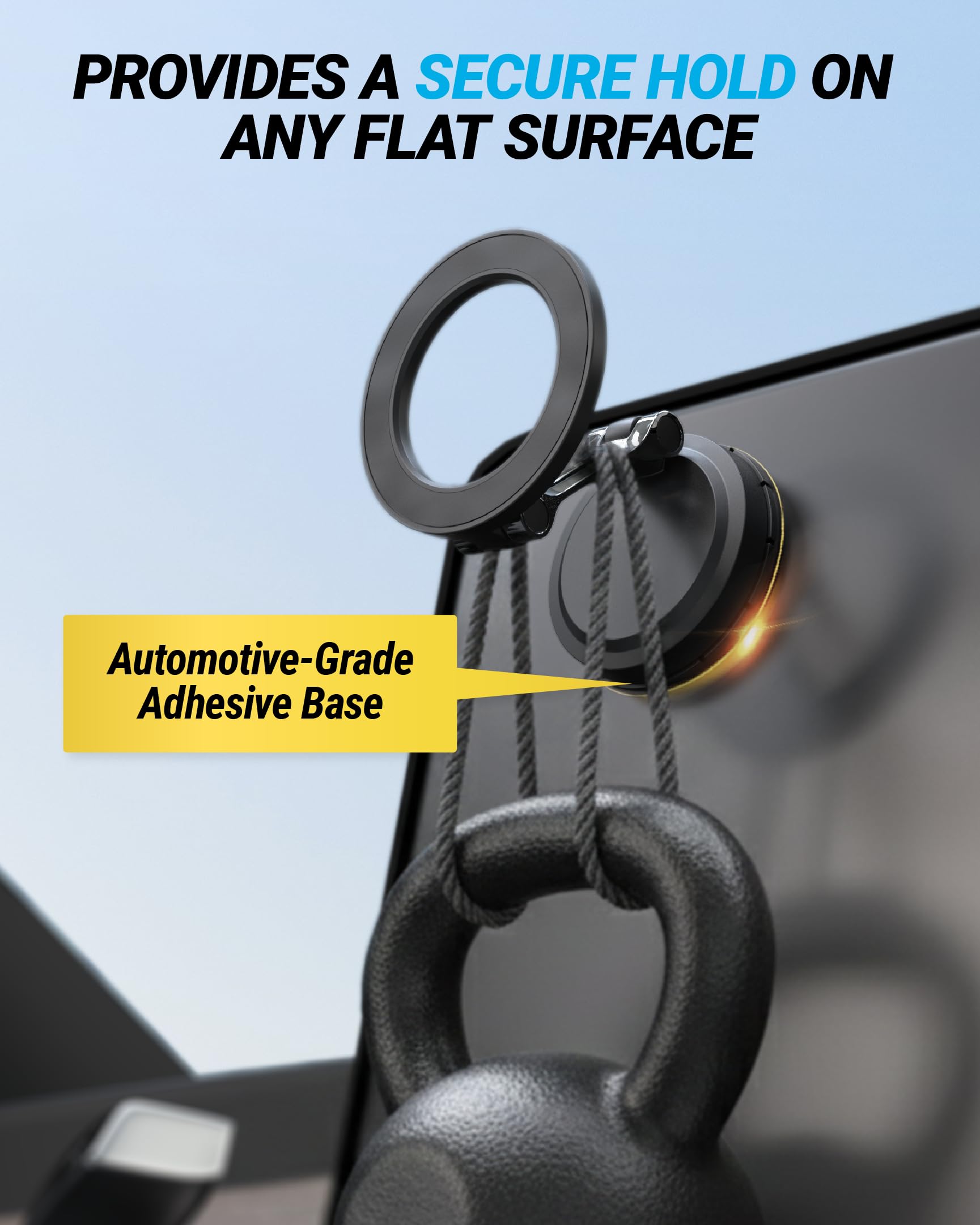 Scosche MagSafe Car Mount, Magnetic Phone Holder for Car Dashboard with Foldable Arm and 360° Swivel Adhesive Base, Secure Car Phone Mount for iPhone 17/16/15/14/13, Compatible with PopSockets - Image 4