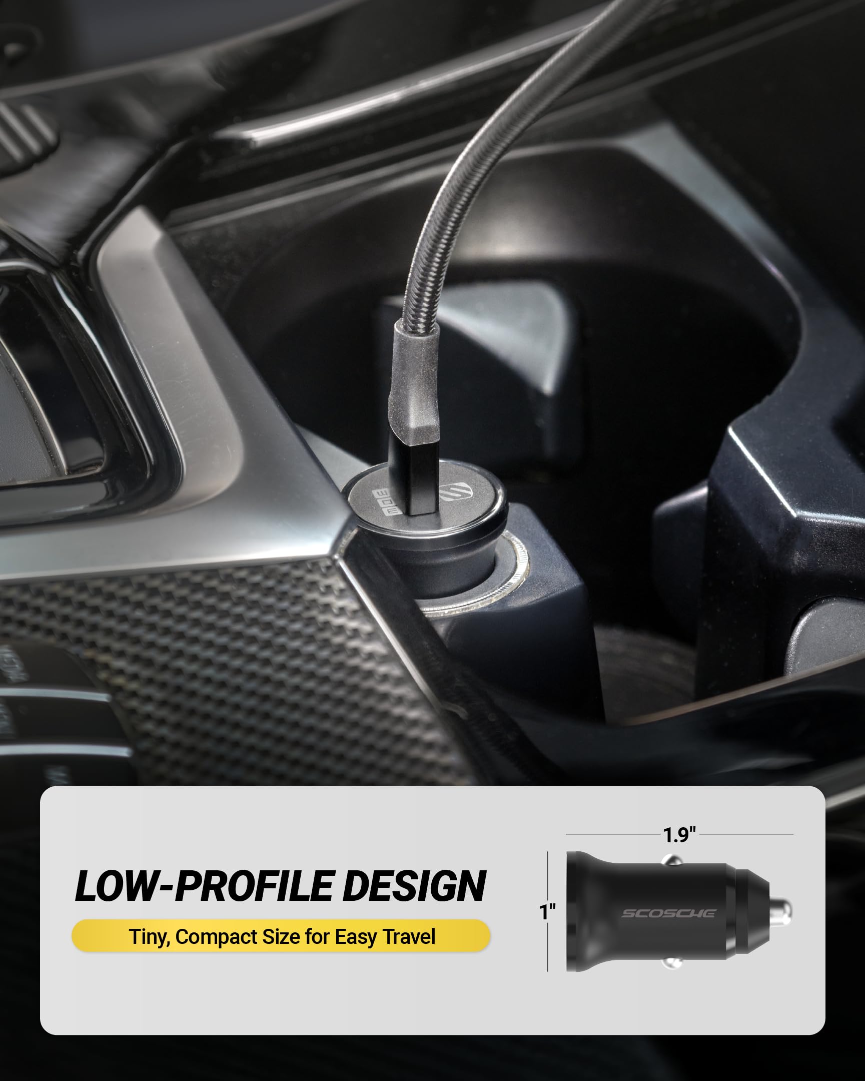 Scosche SCPDC30LC 30W USB-C Car Charger, Fast Charging 12V Cigarette Lighter Adapter with Power Delivery Compatible with iPhone, Samsung Galaxy, Pixel, iPad & More Android Phones, Tablets and Laptops - Image 5