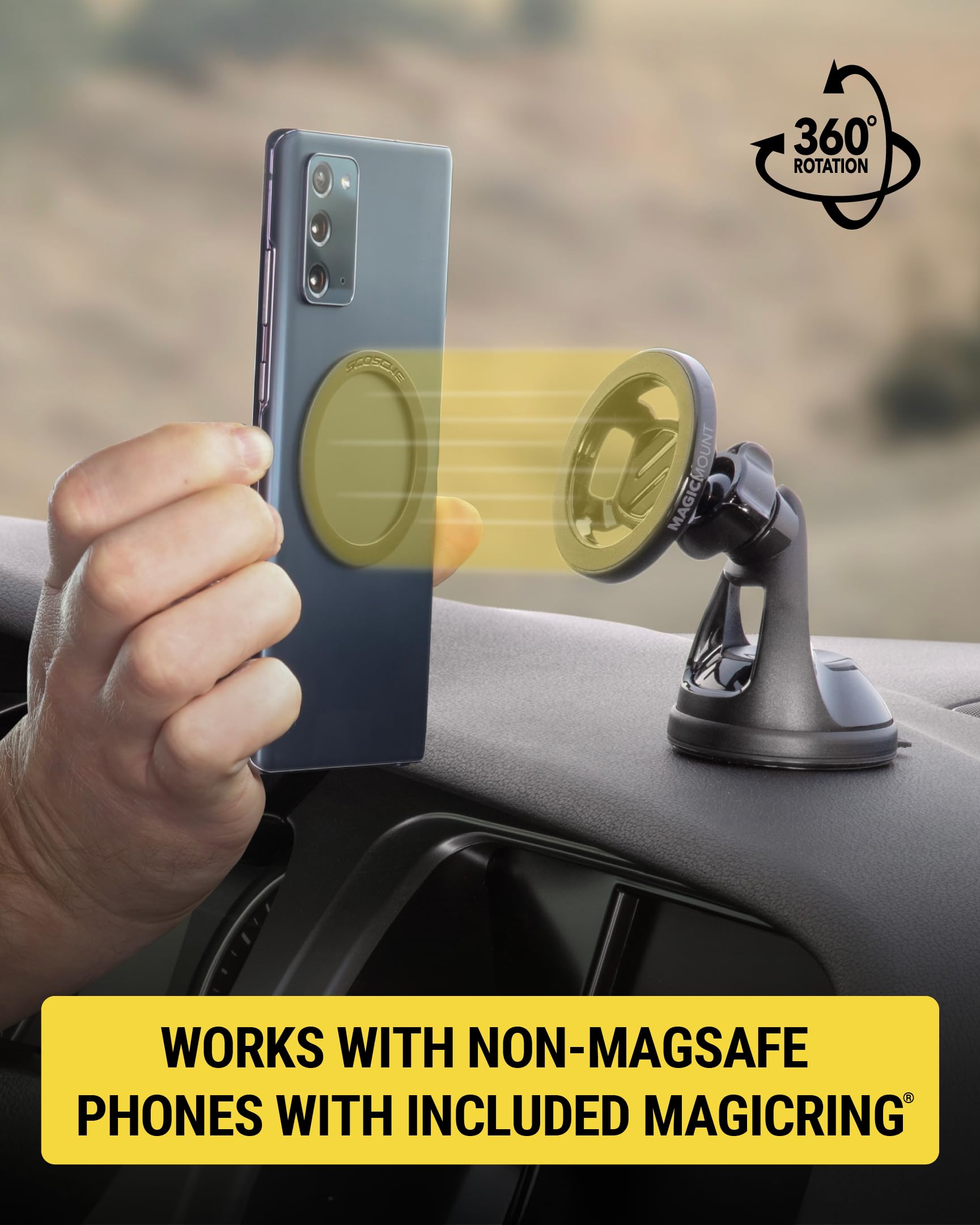 Scosche SMS2WD MagicMount MagSafe Suction Cup Phone Mount for Car Windshield/Dashboard Cell Phone Holder Compatible with Popsocket, Magnetic Stand Compatible with iPhone 17/16/15/14/13/12 & Android - Image 5