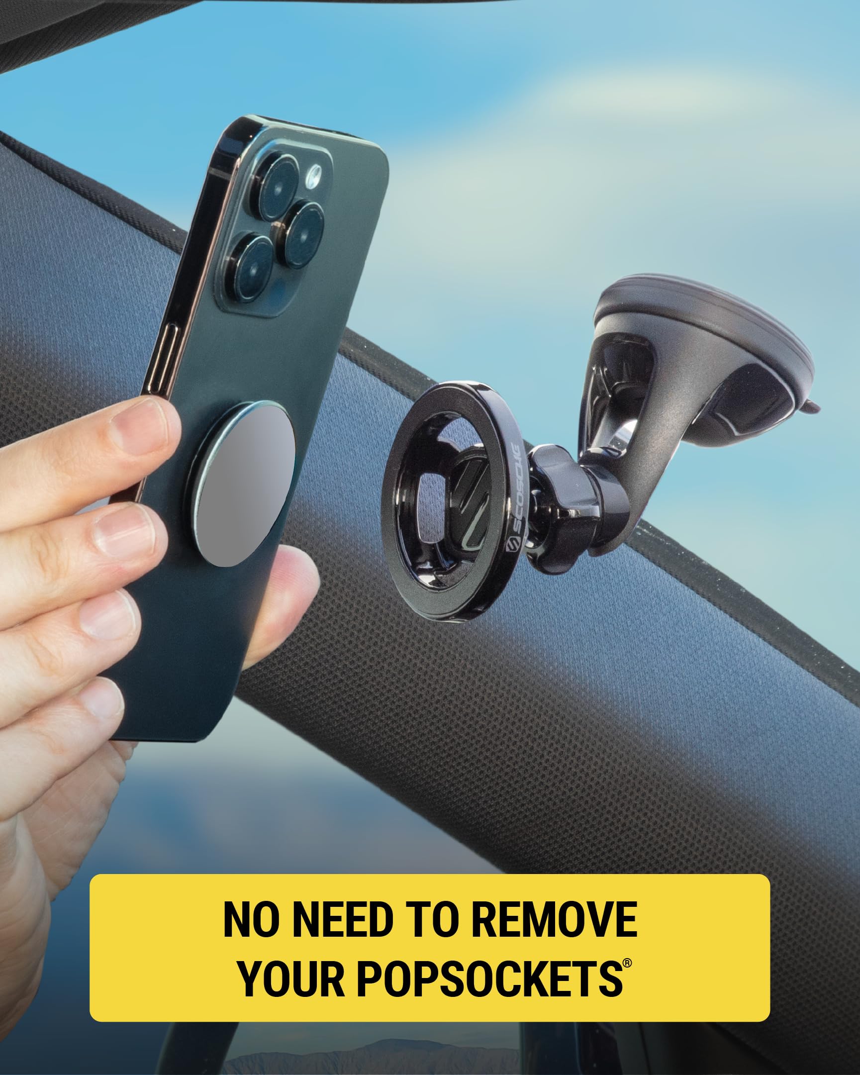 Scosche SMS2WD MagicMount MagSafe Suction Cup Phone Mount for Car Windshield/Dashboard Cell Phone Holder Compatible with Popsocket, Magnetic Stand Compatible with iPhone 17/16/15/14/13/12 & Android - Image 6