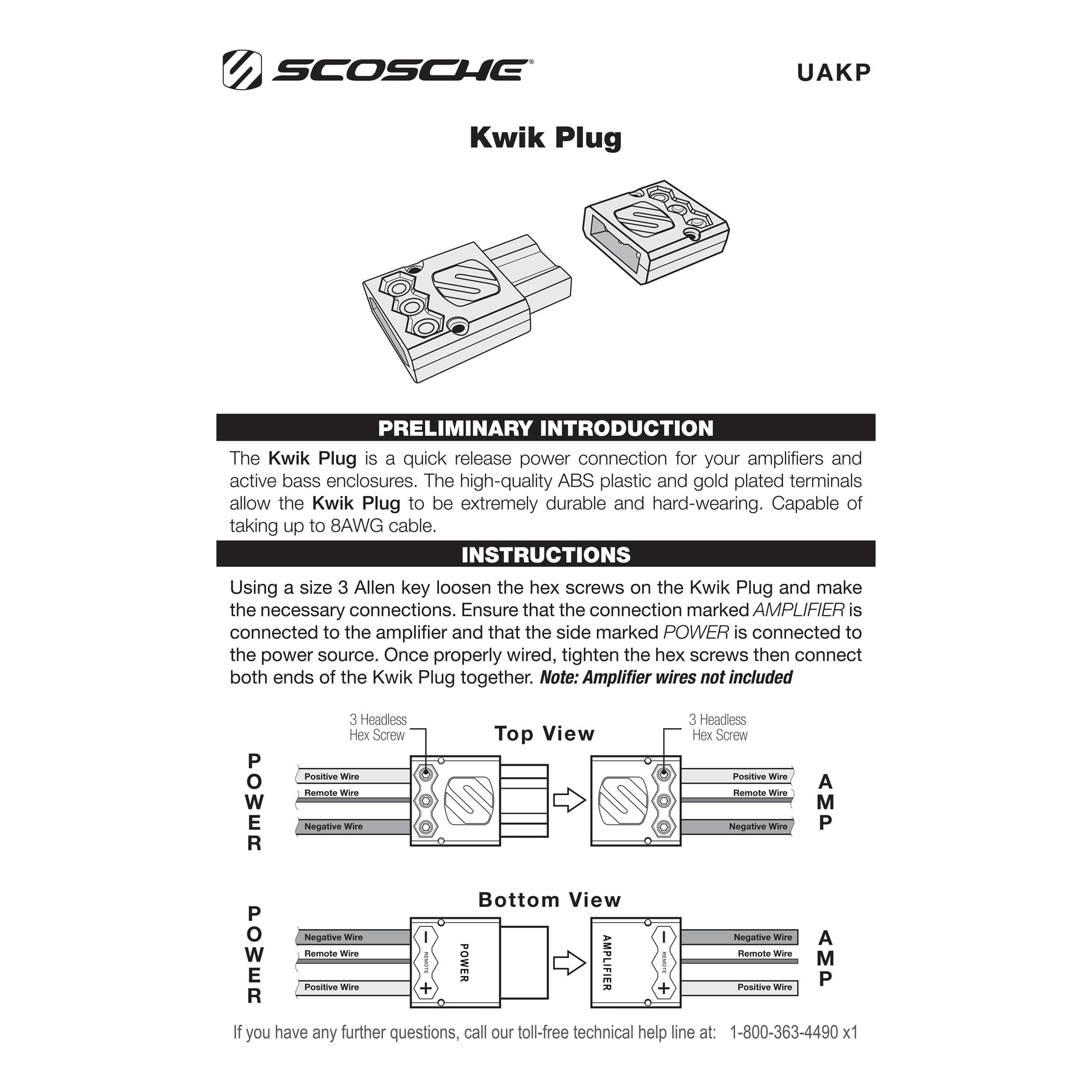 Scosche UAKP Kwik Plug 8-10 AWG Quick Release Power Connector for Amplifiers and Active Bass Enclosures - Fits 8 and 10 Gauge Wire - Quick Disconnect for Power, Ground and Remote - Image 6
