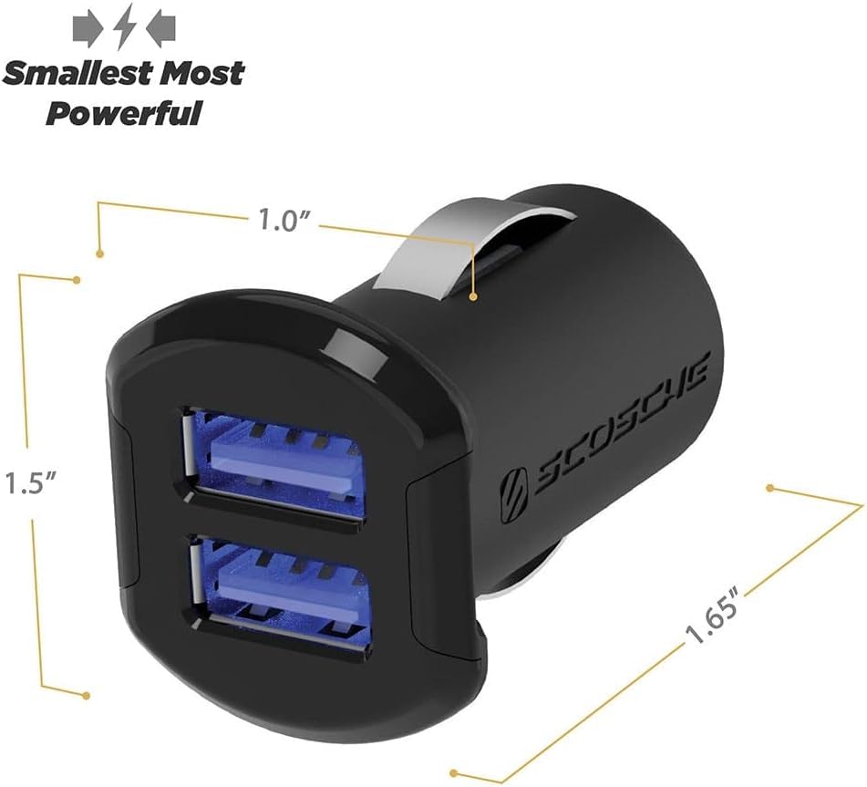 Scosche USBC242M ReVolt Universal Cigarette Lighter Multi Device Compact Dual Port USB Car Charger, Fast Charge Two Devices Simultaneously, Black - Image 3