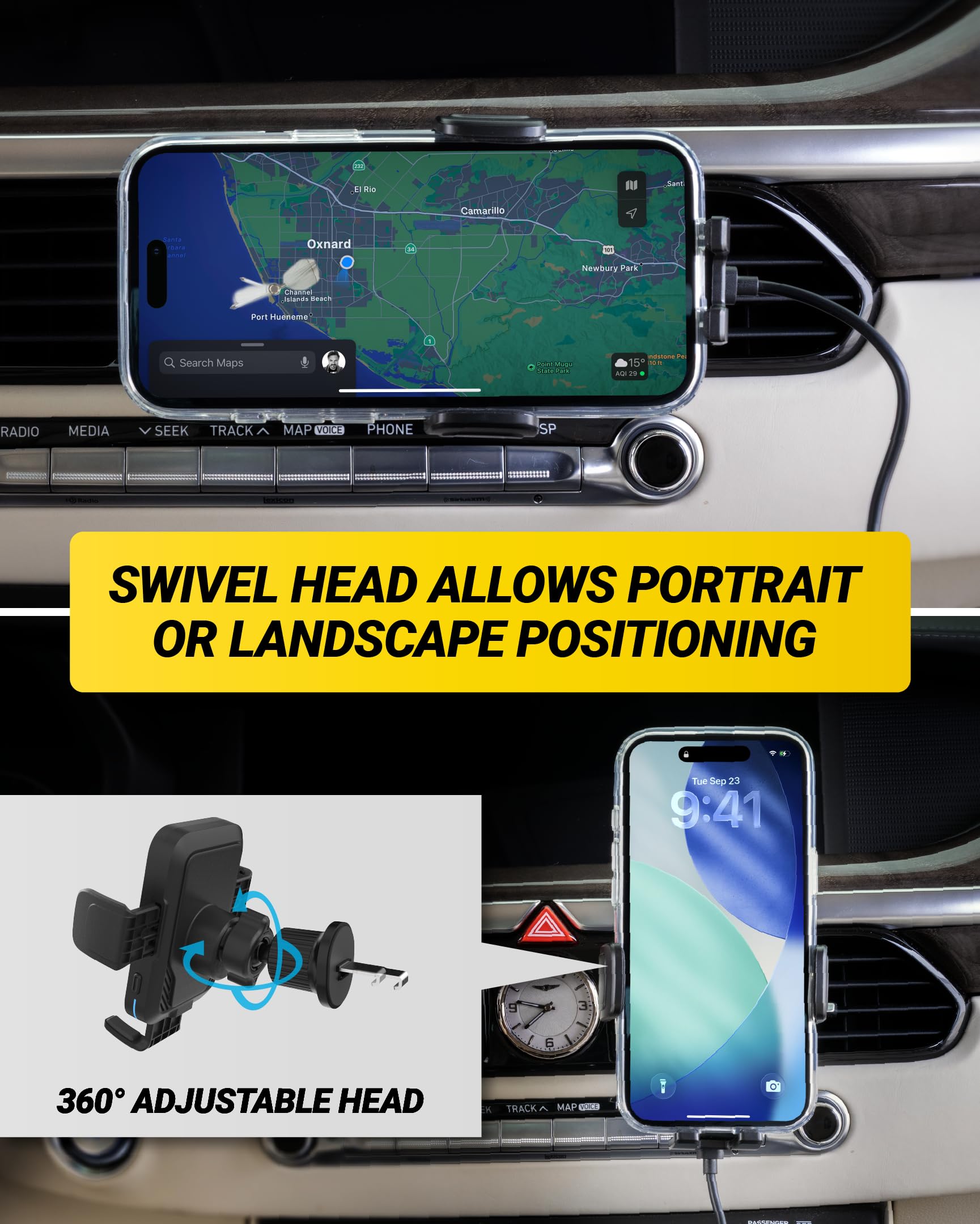 Scosche Wireless Car Charger, Auto Clamping Car Vent Phone Mount, Cell Phone Holder Charger with Twist-to-Secure Hook, 360° Rotation, Compatible with iPhone, Samsung, Qi-Enabled Android Phones - Image 5