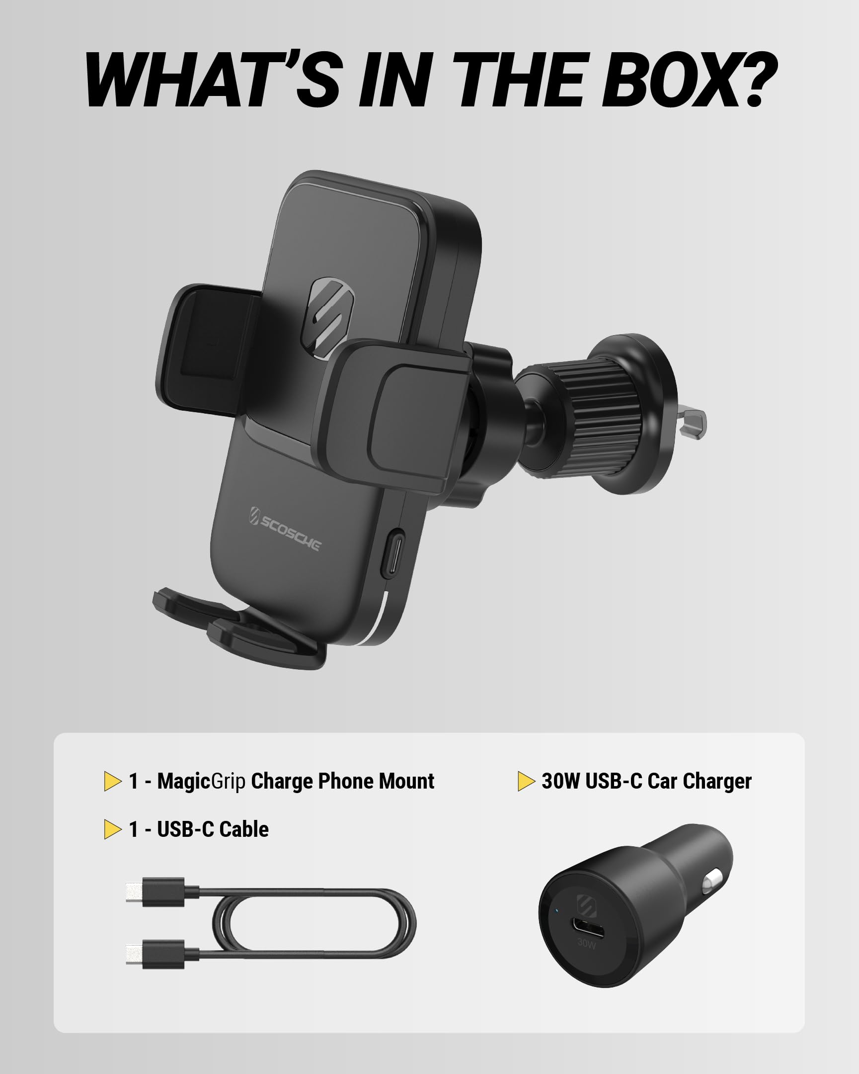 Scosche Wireless Car Charger, Auto Clamping Car Vent Phone Mount, Cell Phone Holder Charger with Twist-to-Secure Hook, 360° Rotation, Compatible with iPhone, Samsung, Qi-Enabled Android Phones - Image 7