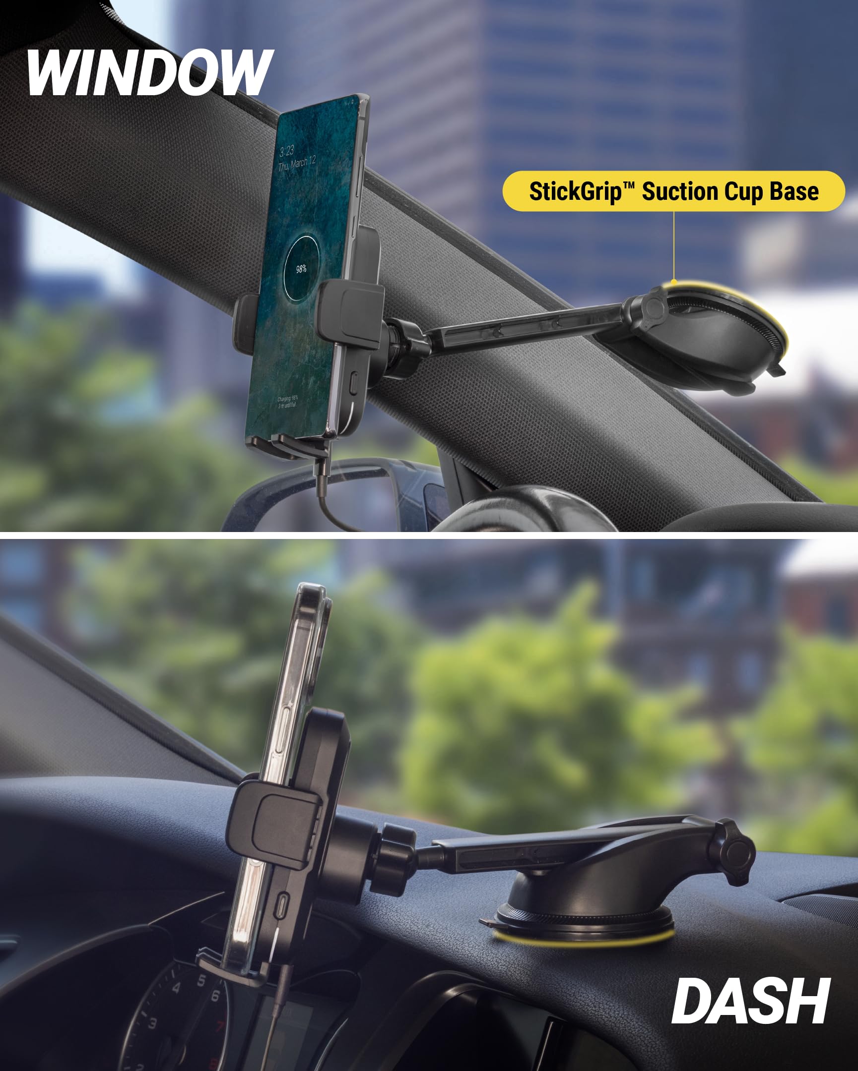 Scosche Wireless Car Charger Mount, Auto-Clamping Car Phone Holder Charger for Dashboard/Windshield with Adjustable Arm, 360° Rotation, Compatible with iPhone, Samsung, and More Android Phones - Image 4